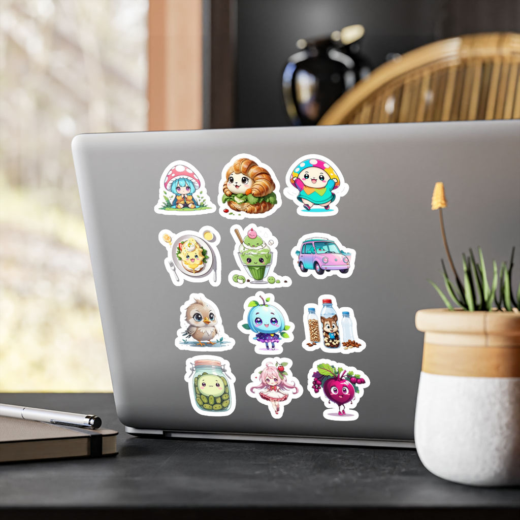 Kawaii Stickers Sheet 03 — 12 Kiss-Cut Vinyl Decals
