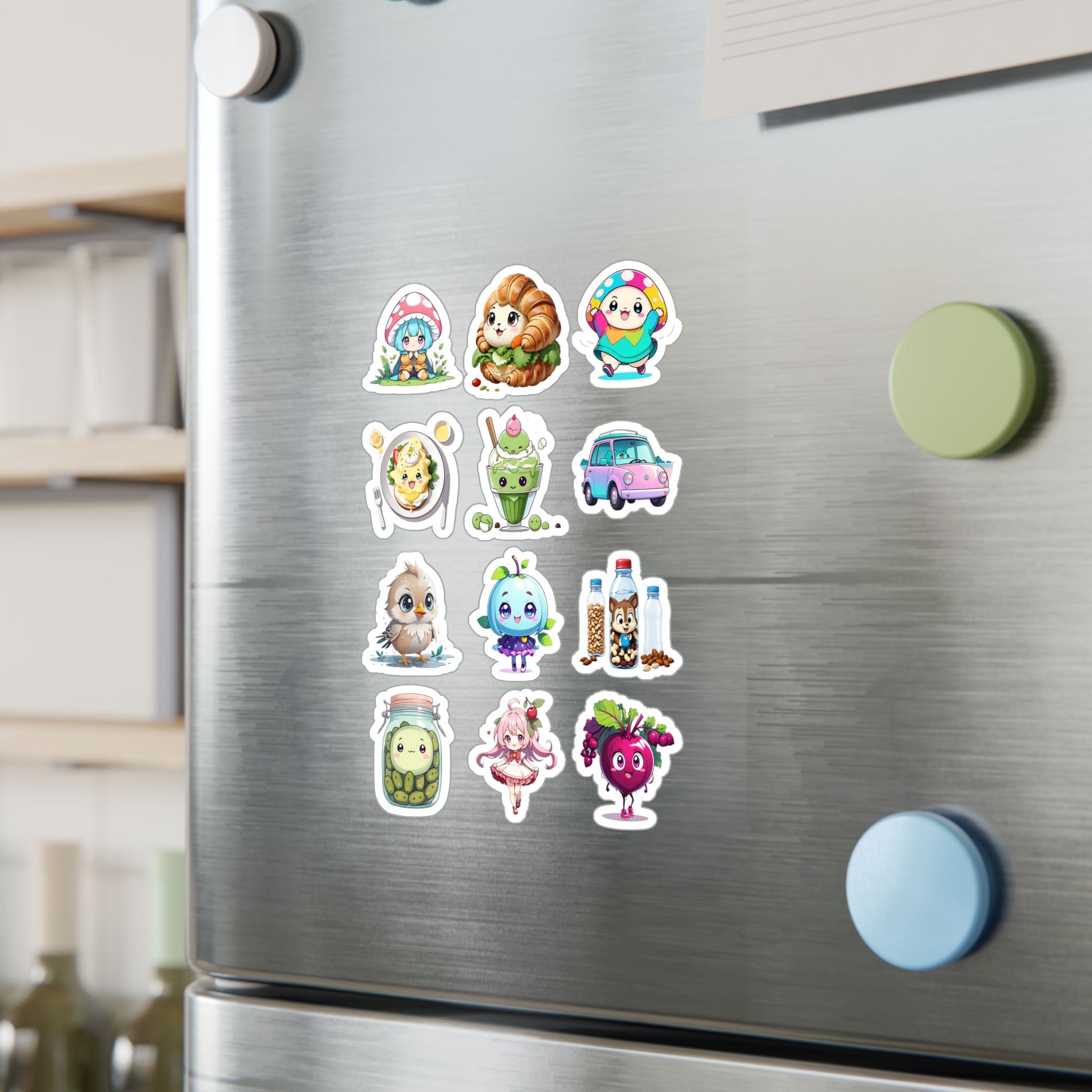 Kawaii Stickers Sheet 03 — 12 Kiss-Cut Vinyl Decals