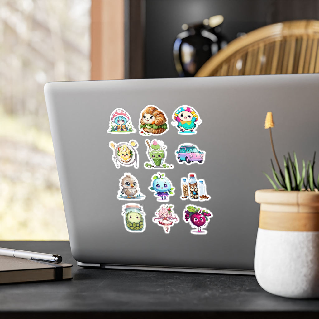 Kawaii Stickers Sheet 03 — 12 Kiss-Cut Vinyl Decals