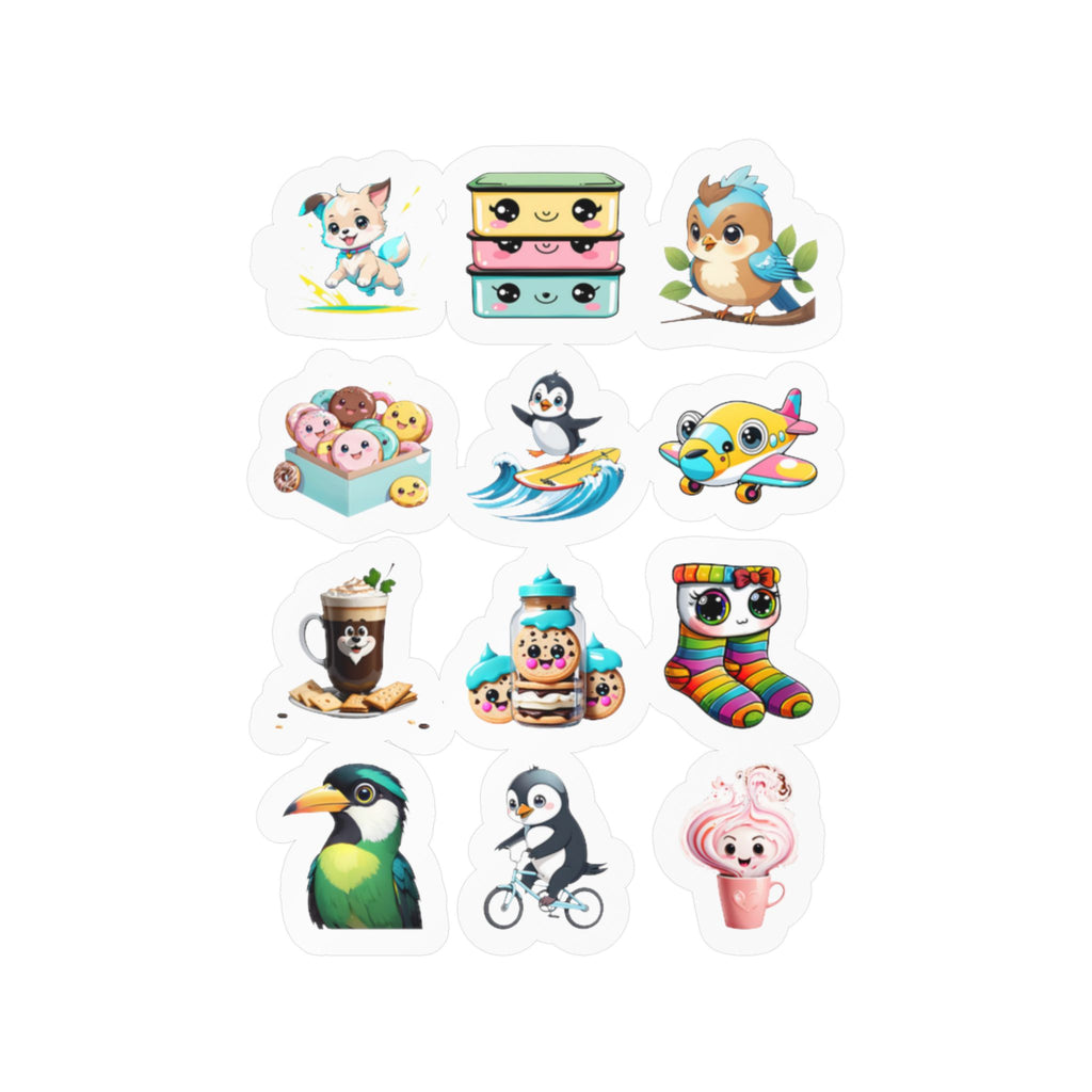 Kawaii Stickers Sheet 195 — 12 Kiss-Cut Vinyl Decals