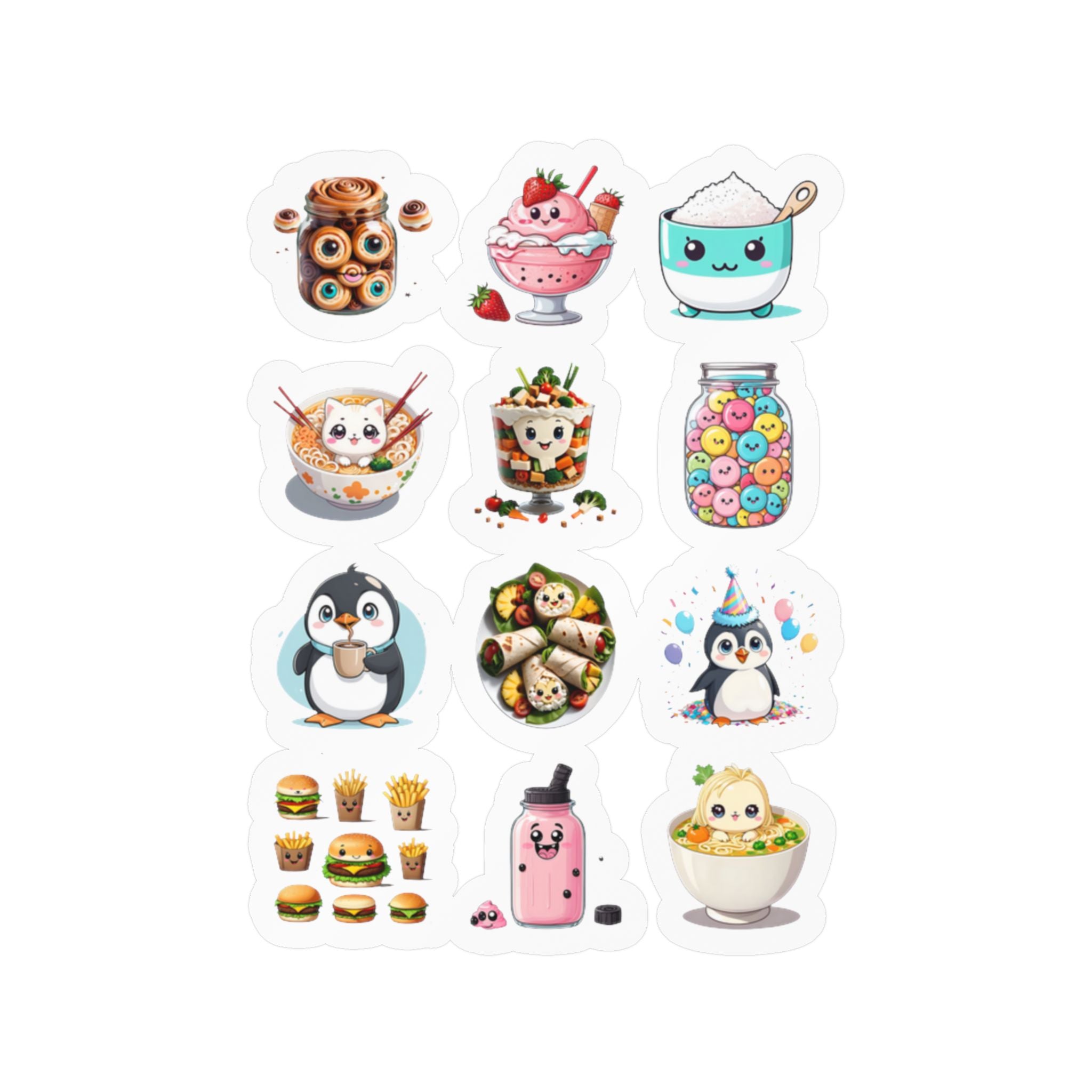 Kawaii Stickers Sheet 171 — 12 Kiss-Cut Vinyl Decals
