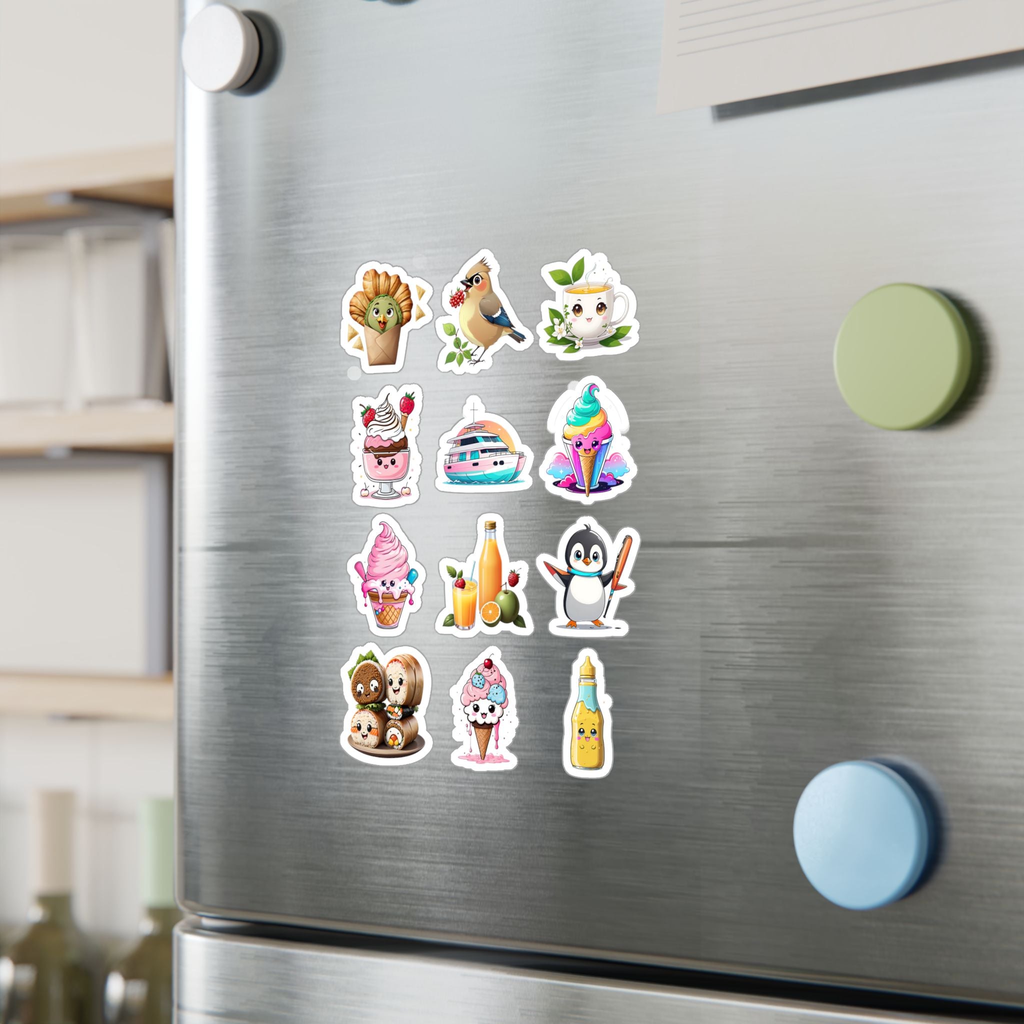 Kawaii Stickers Sheet 119 — 12 Kiss-Cut Vinyl Decals