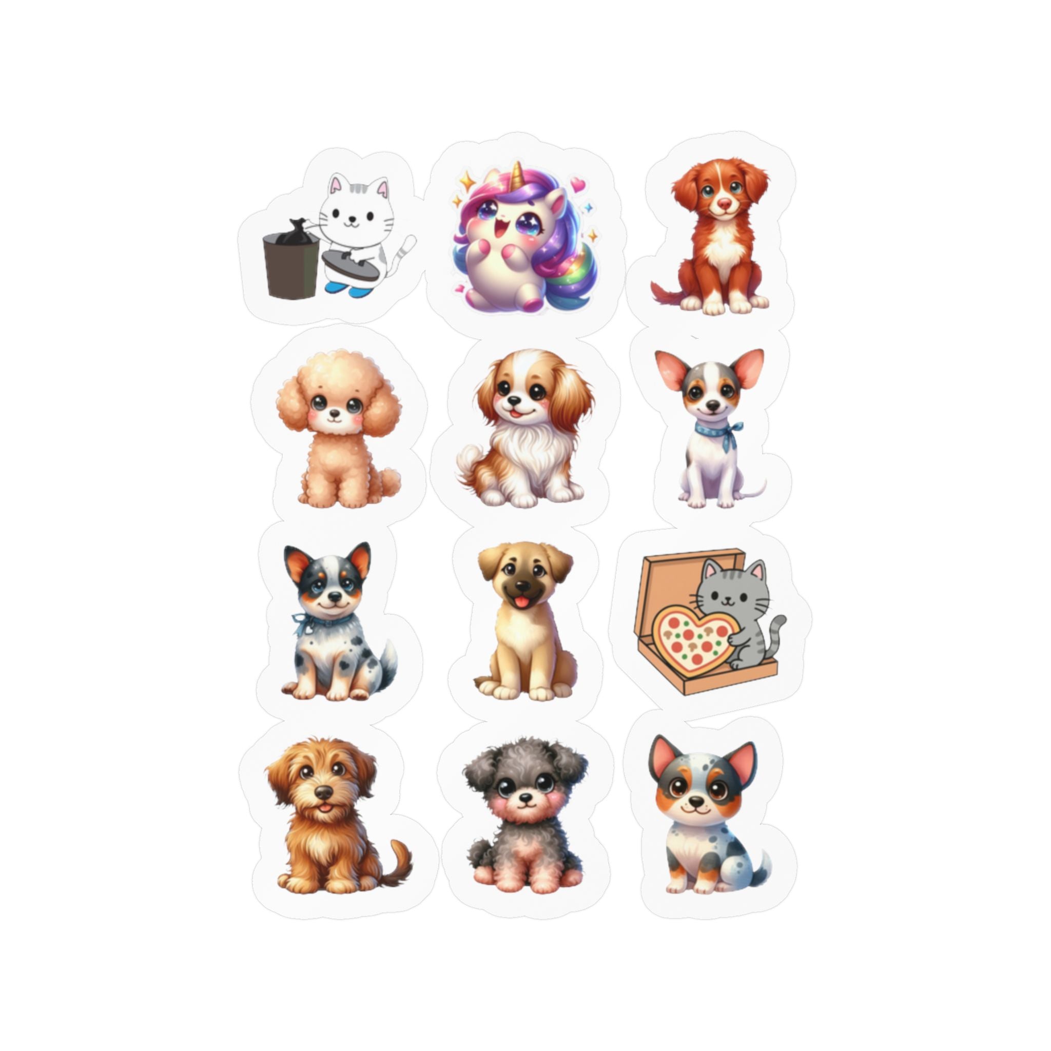 Cute Kawaii Sheet 22 — 12 Kiss-Cut Vinyl Decals