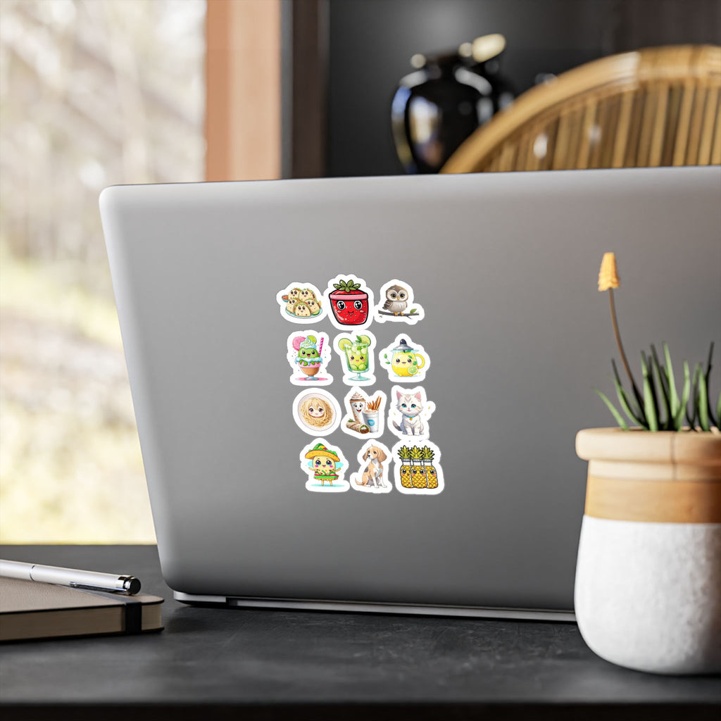 Kawaii Stickers Sheet 264 — 12 Kiss-Cut Vinyl Decals