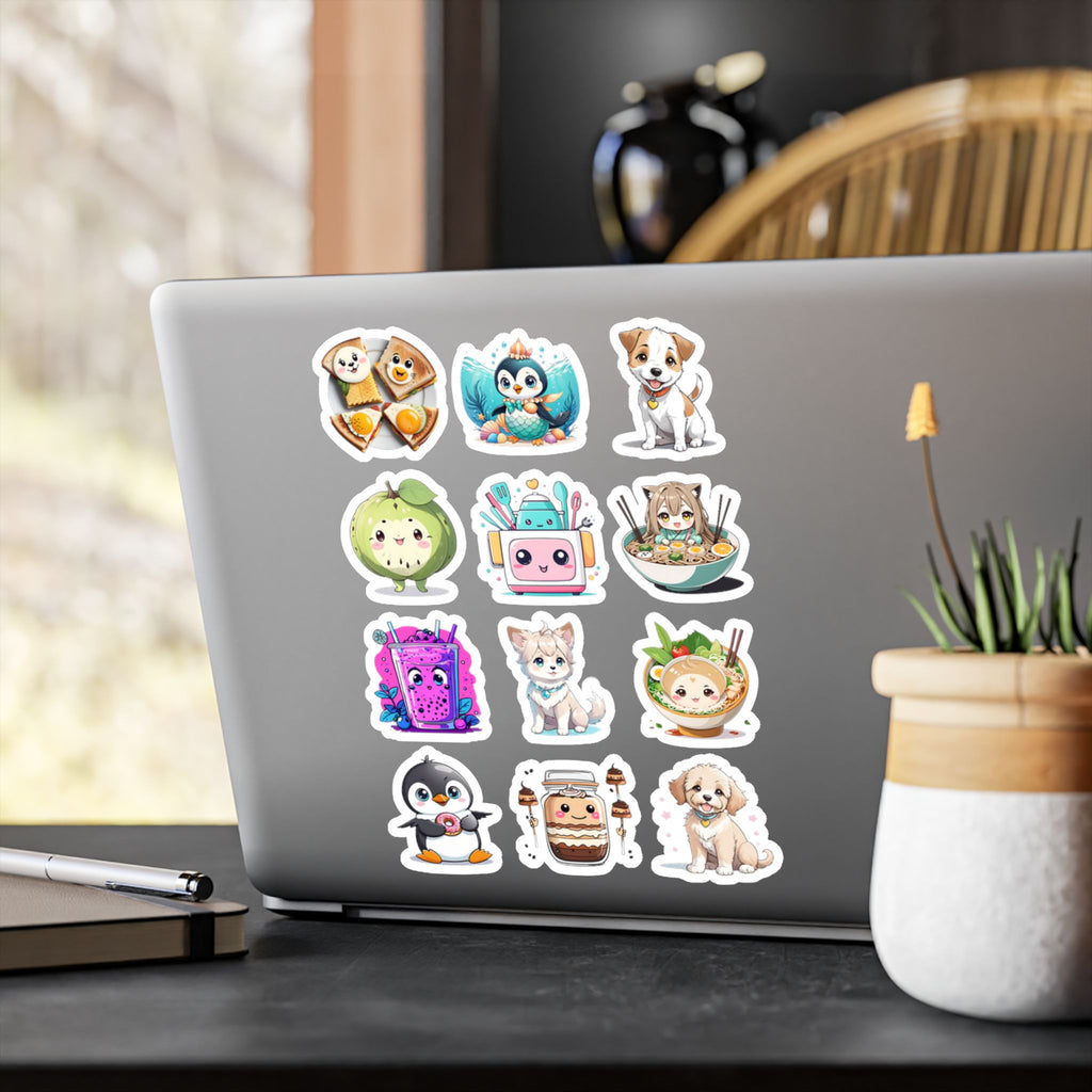 Kawaii Stickers Sheet 118 — 12 Kiss-Cut Vinyl Decals