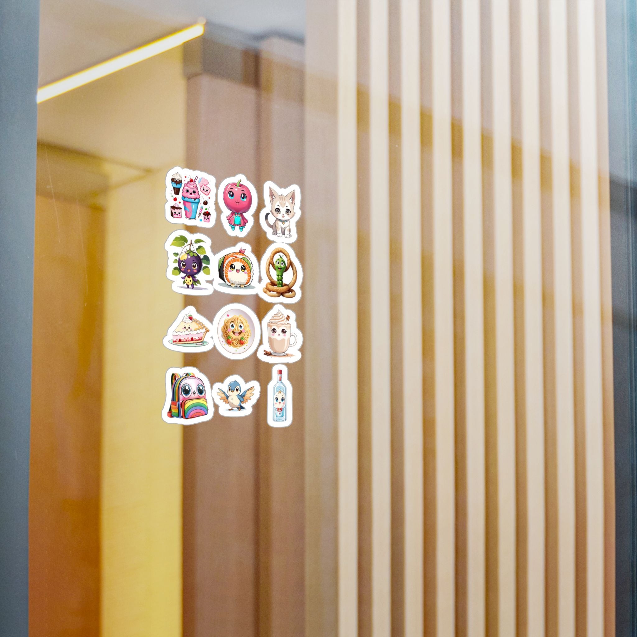 Kawaii Stickers Sheet 75 — 12 Kiss-Cut Vinyl Decals