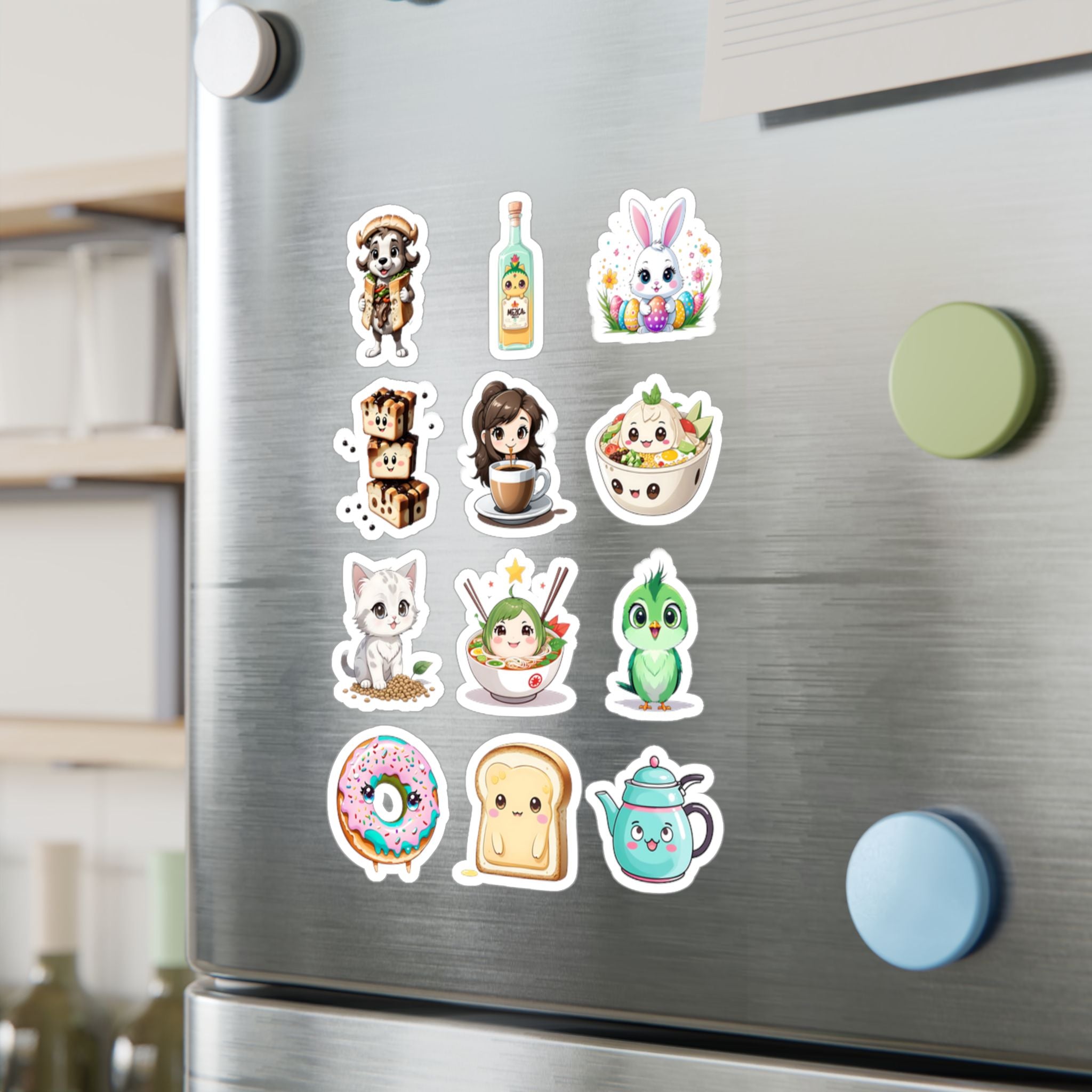 Kawaii Stickers Sheet 141 — 12 Kiss-Cut Vinyl Decals