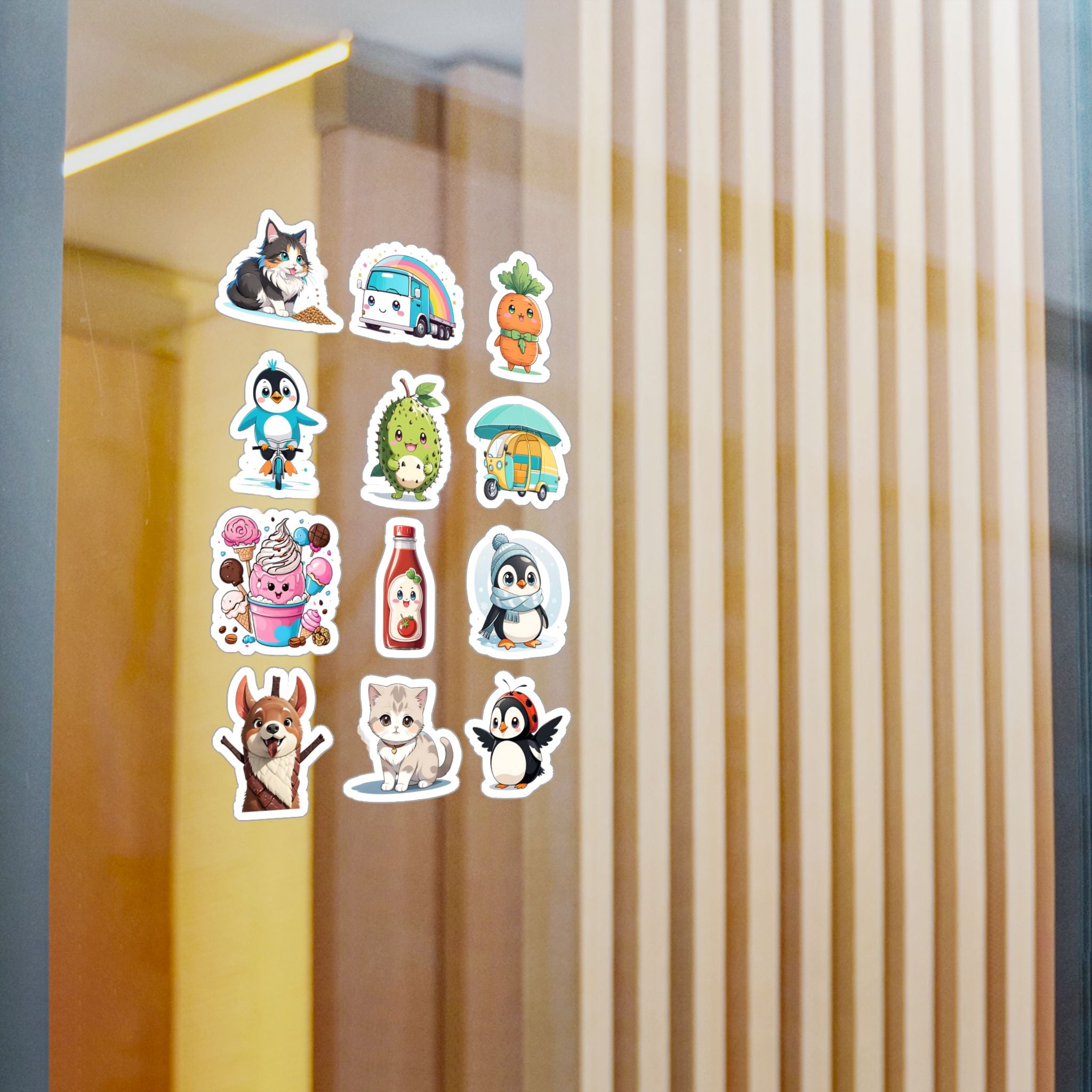Kawaii Stickers Sheet 30 — 12 Kiss-Cut Vinyl Decals