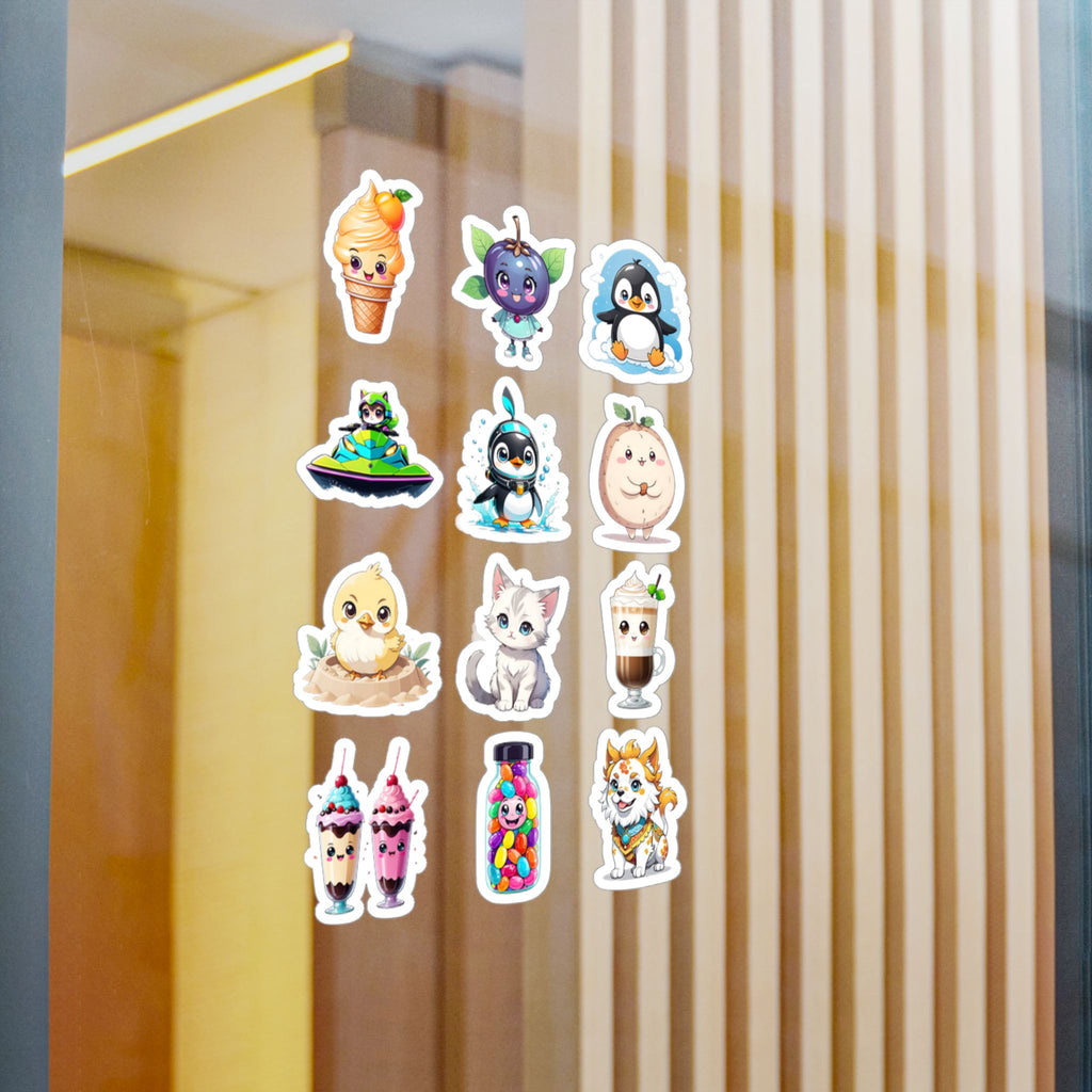 Kawaii Stickers Sheet 240 — 12 Kiss-Cut Vinyl Decals