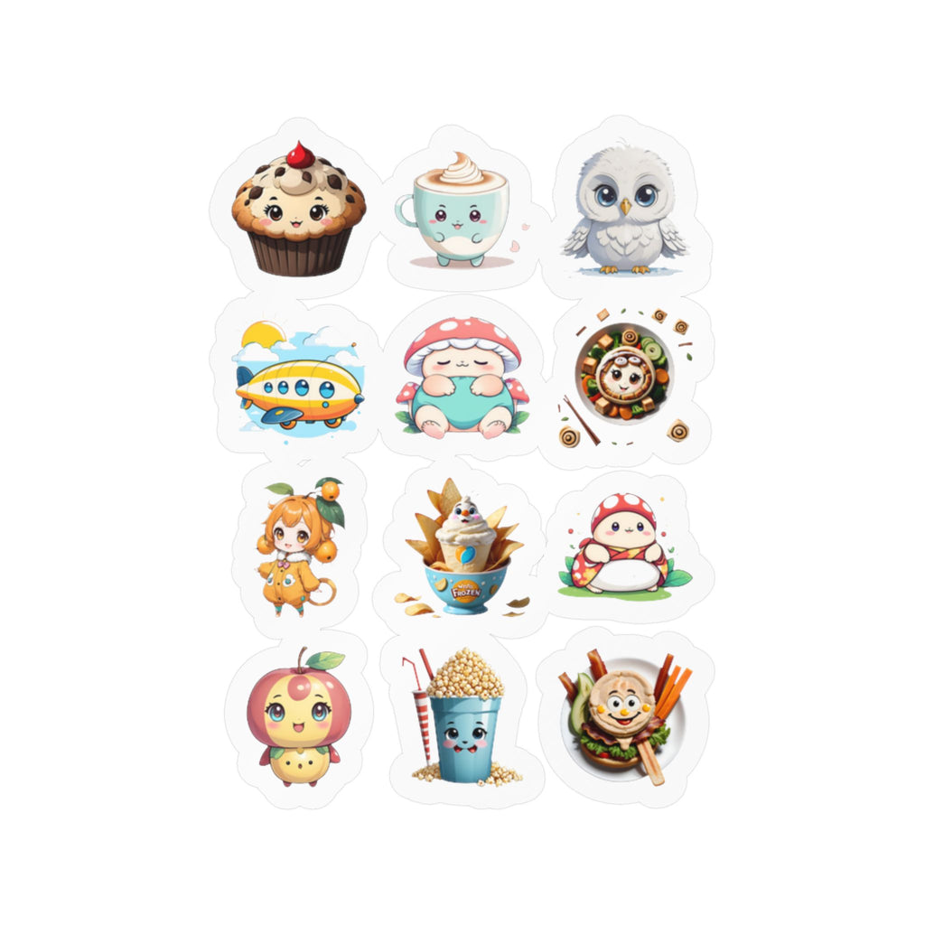 Kawaii Stickers Sheet 11 — 12 Kiss-Cut Vinyl Decals