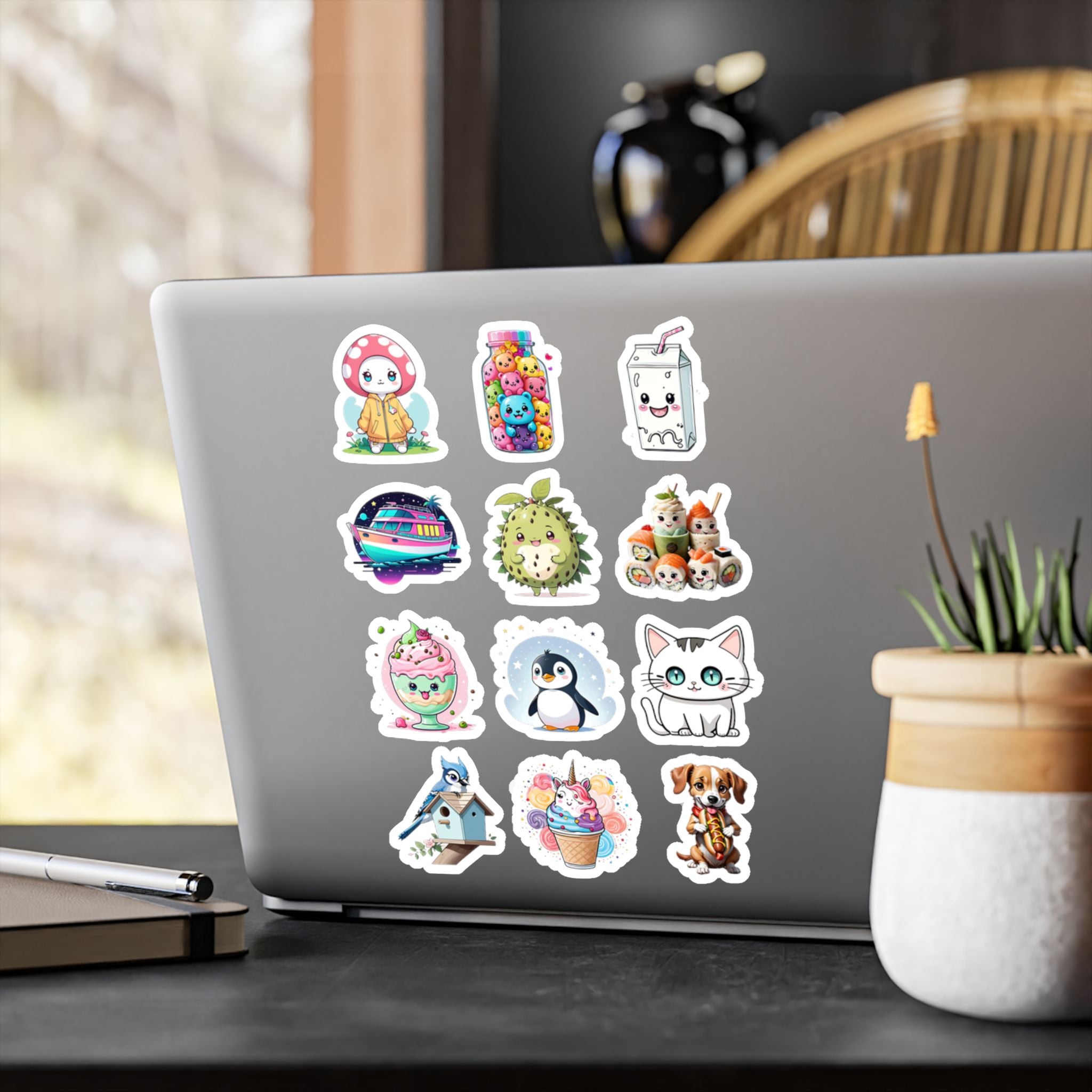 Kawaii Stickers Sheet 126 — 12 Kiss-Cut Vinyl Decals