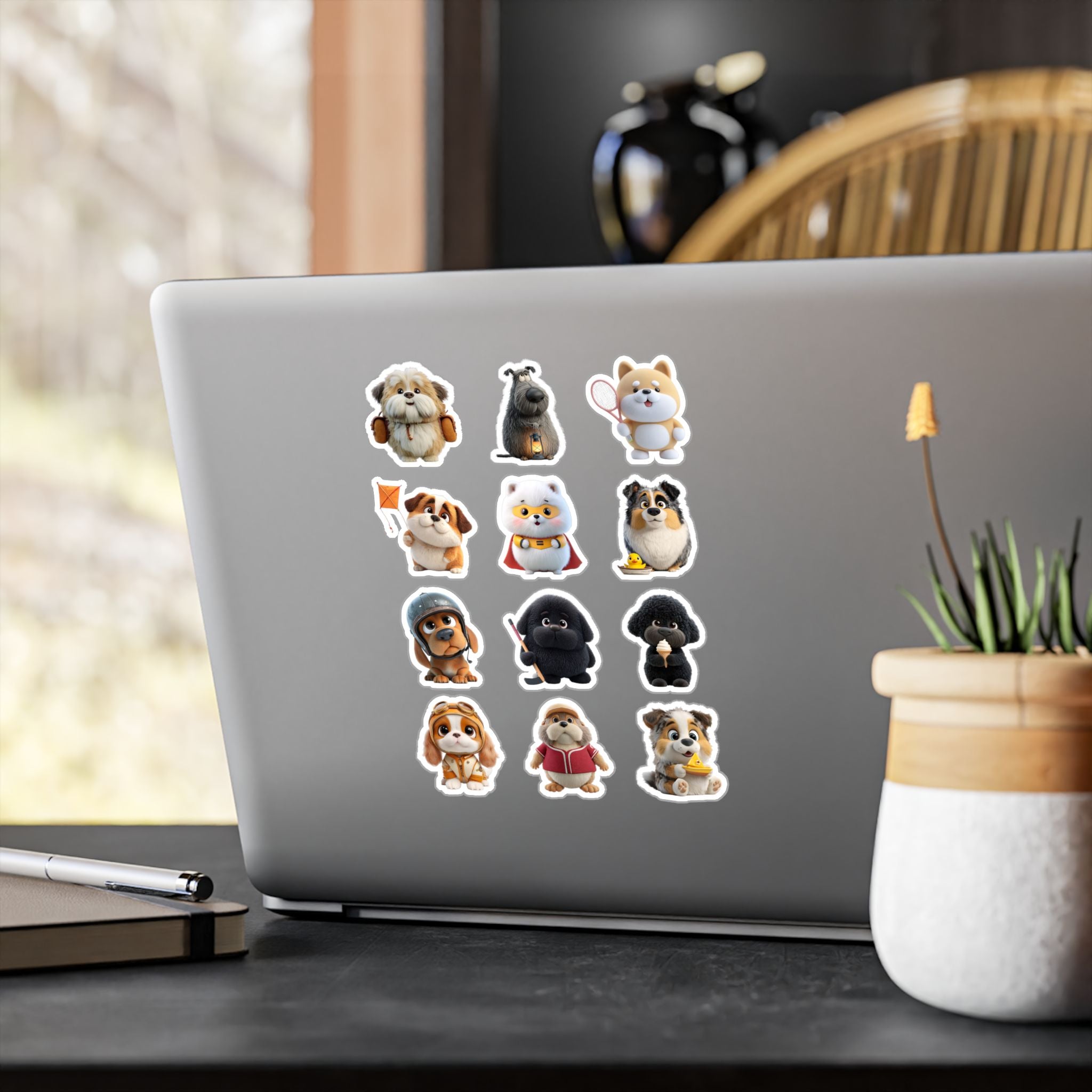 Kawaii Dogs Sheet 01 — 12 Kiss-Cut Vinyl Decals