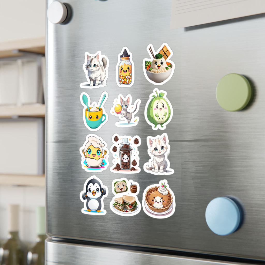 Kawaii Stickers Sheet 136 — 12 Kiss-Cut Vinyl Decals