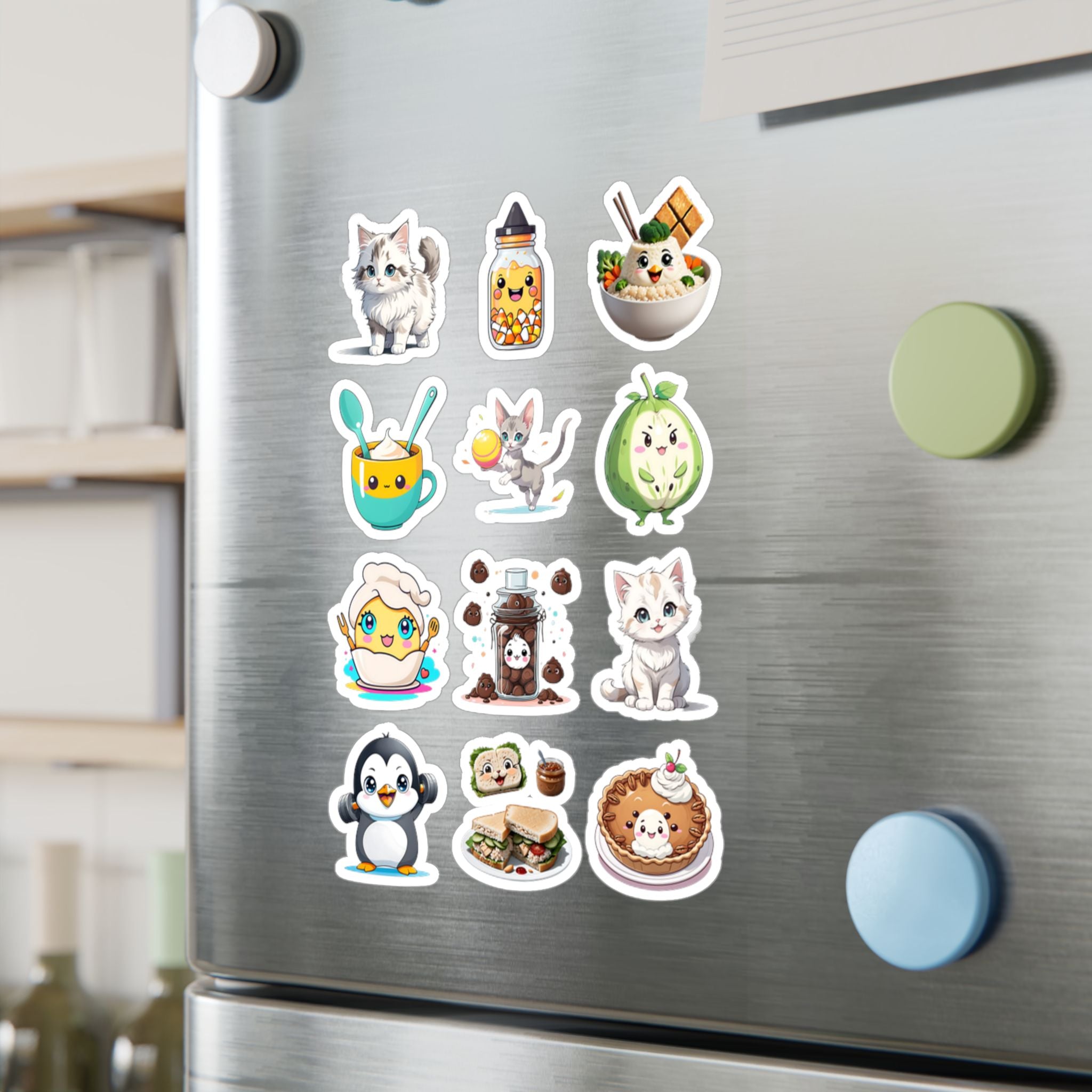 Kawaii Stickers Sheet 136 — 12 Kiss-Cut Vinyl Decals
