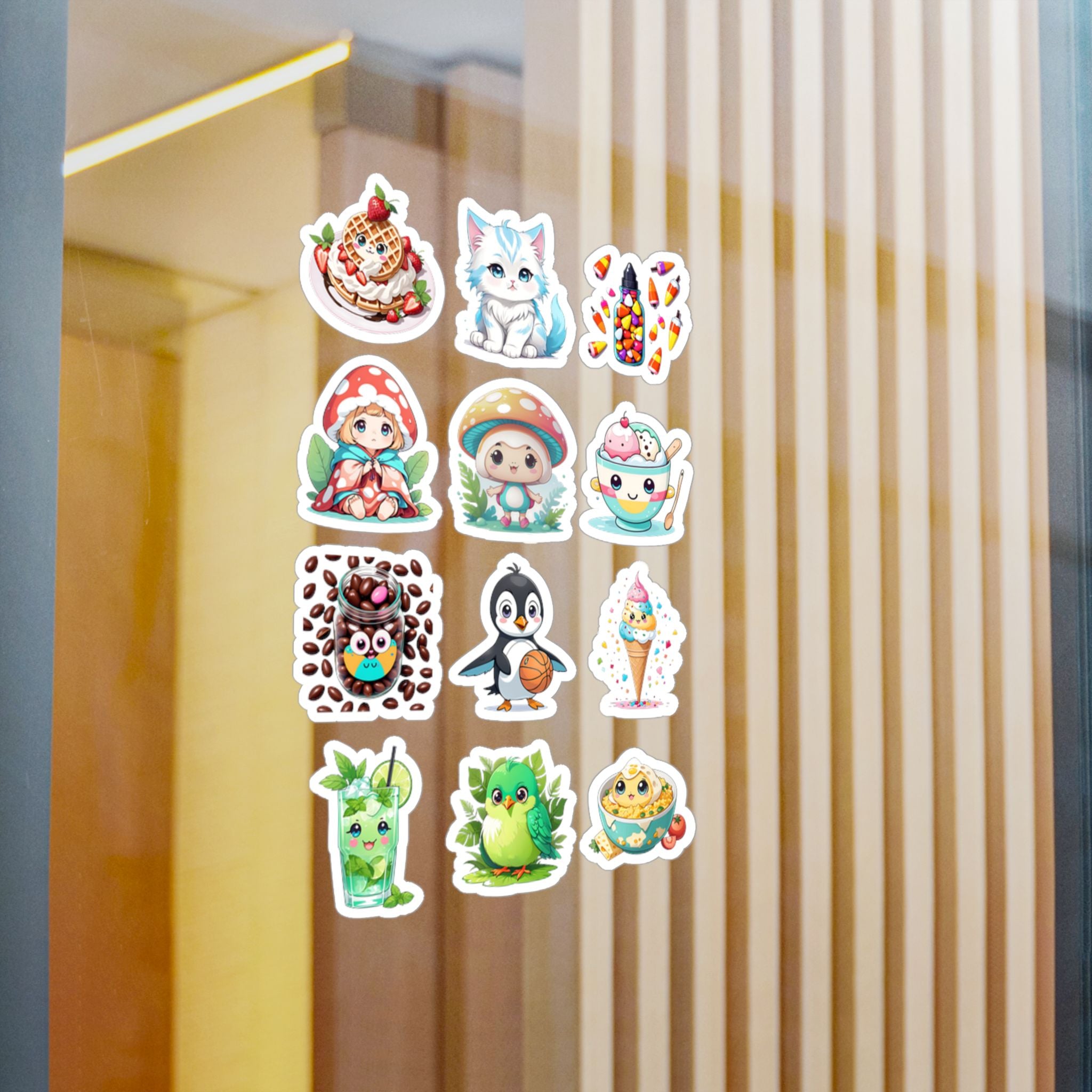 Kawaii Stickers Sheet 133 — 12 Kiss-Cut Vinyl Decals