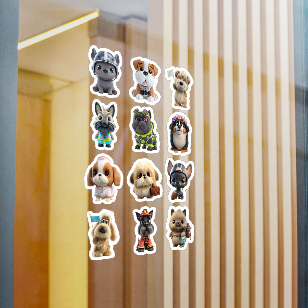 Kawaii Dogs Sheet 15 — 12 Kiss-Cut Vinyl Decals