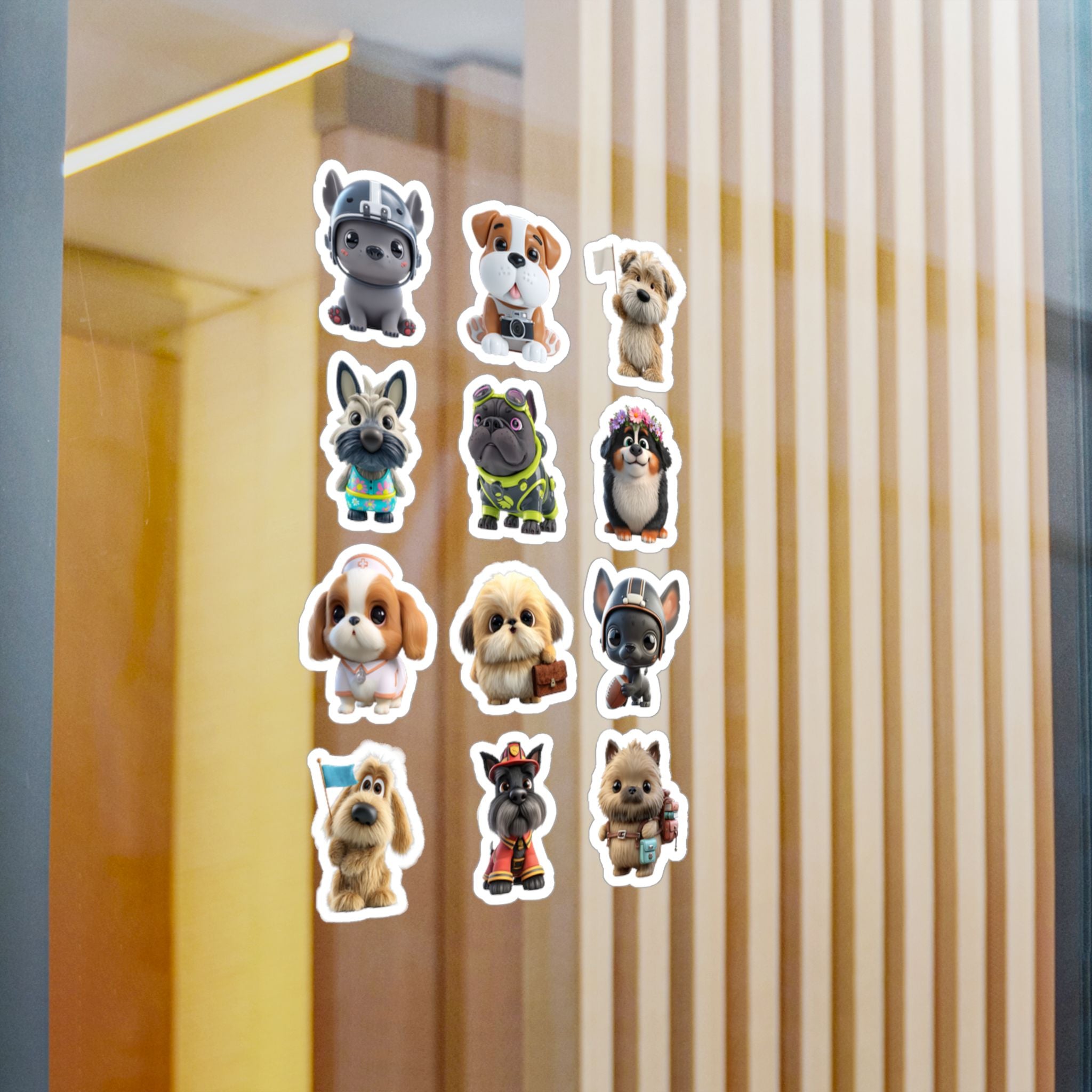 Kawaii Dogs Sheet 15 — 12 Kiss-Cut Vinyl Decals