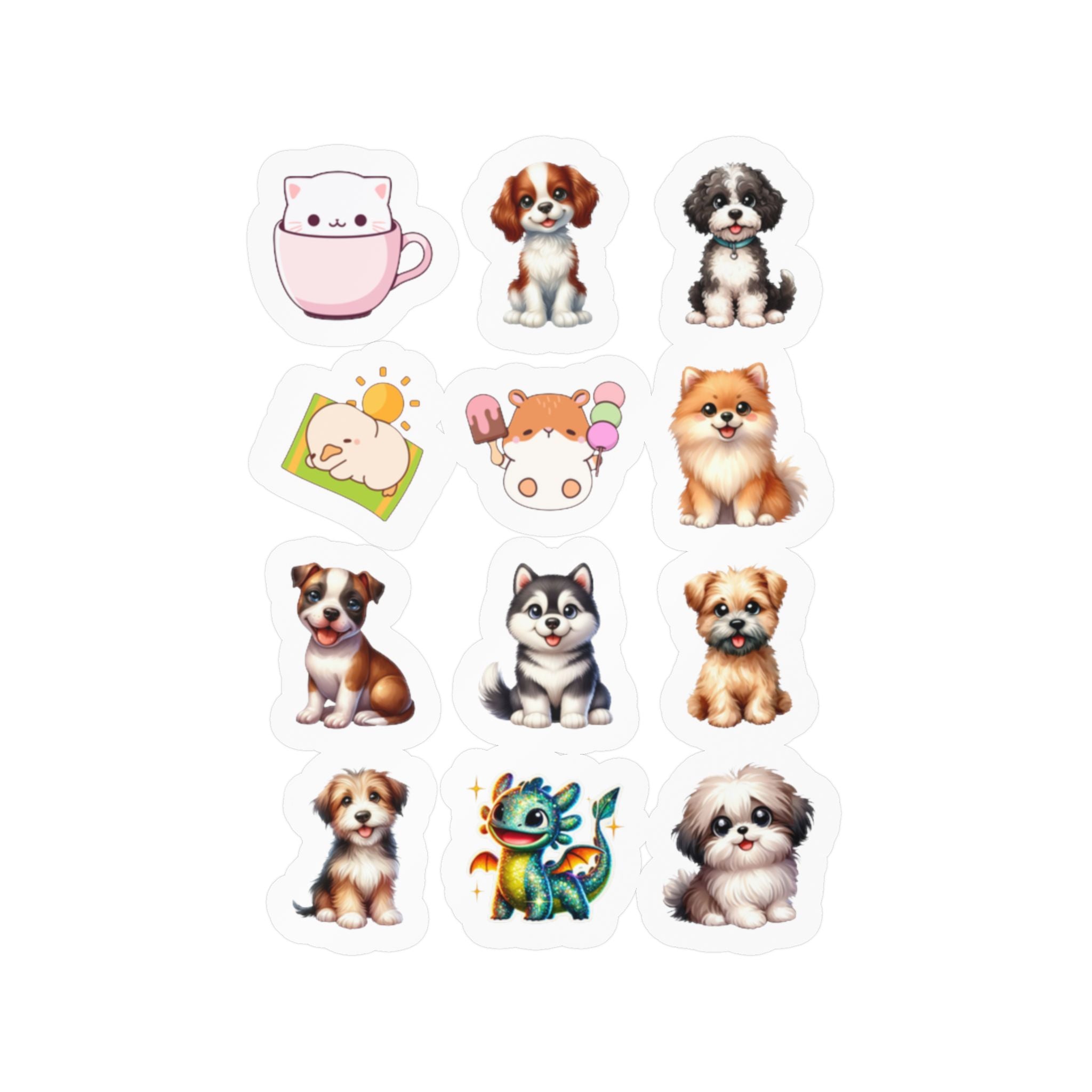 Cute Kawaii Sheet 26 — 12 Kiss-Cut Vinyl Decals