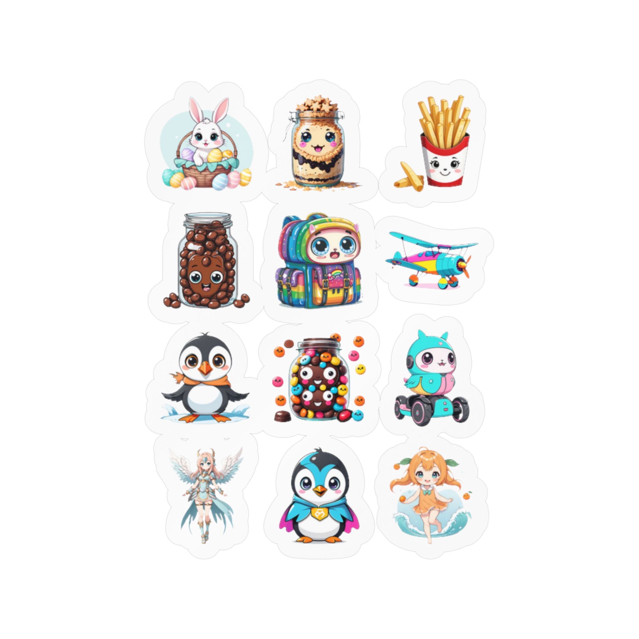 Kawaii Stickers Sheet 26 — 12 Kiss-Cut Vinyl Decals