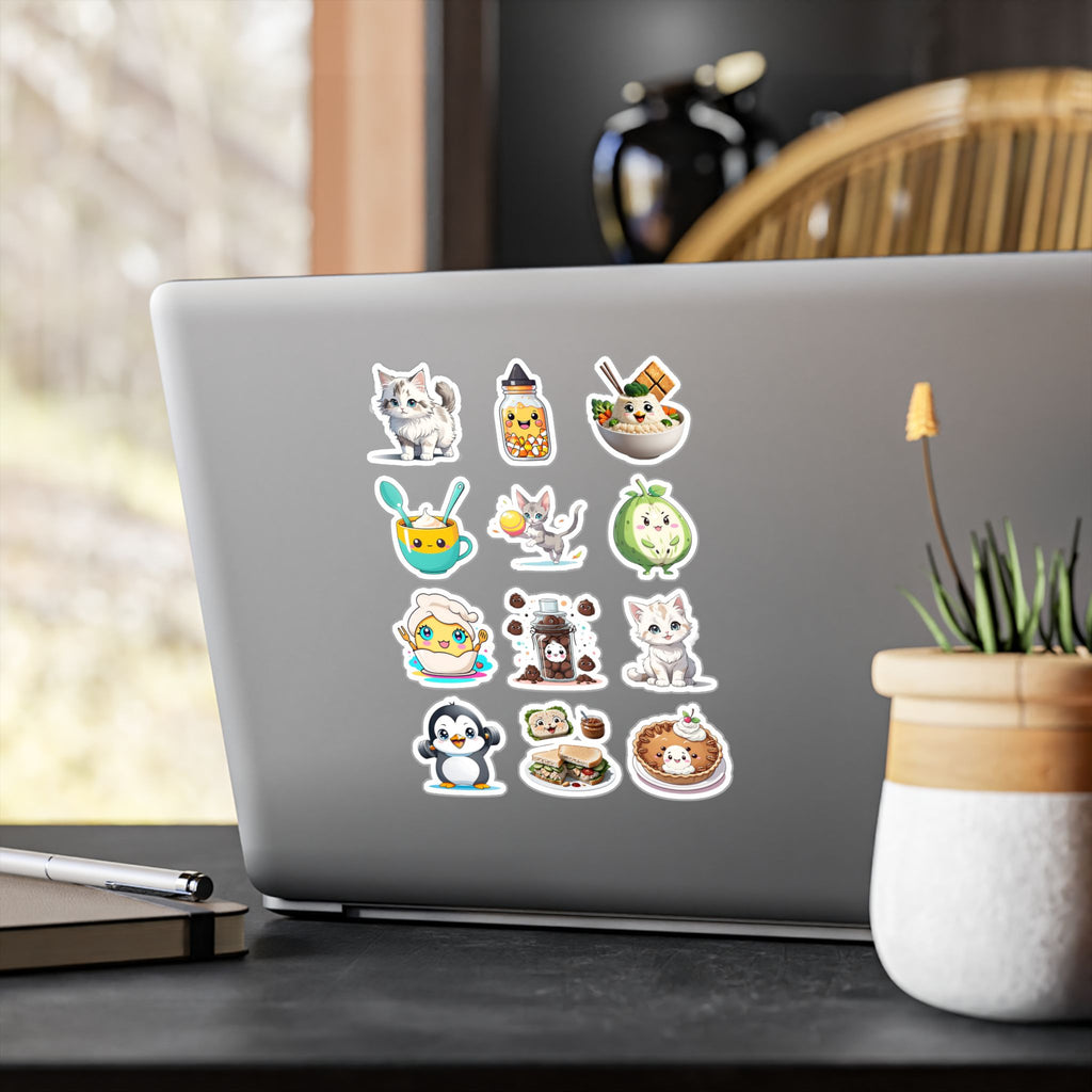 Kawaii Stickers Sheet 136 — 12 Kiss-Cut Vinyl Decals
