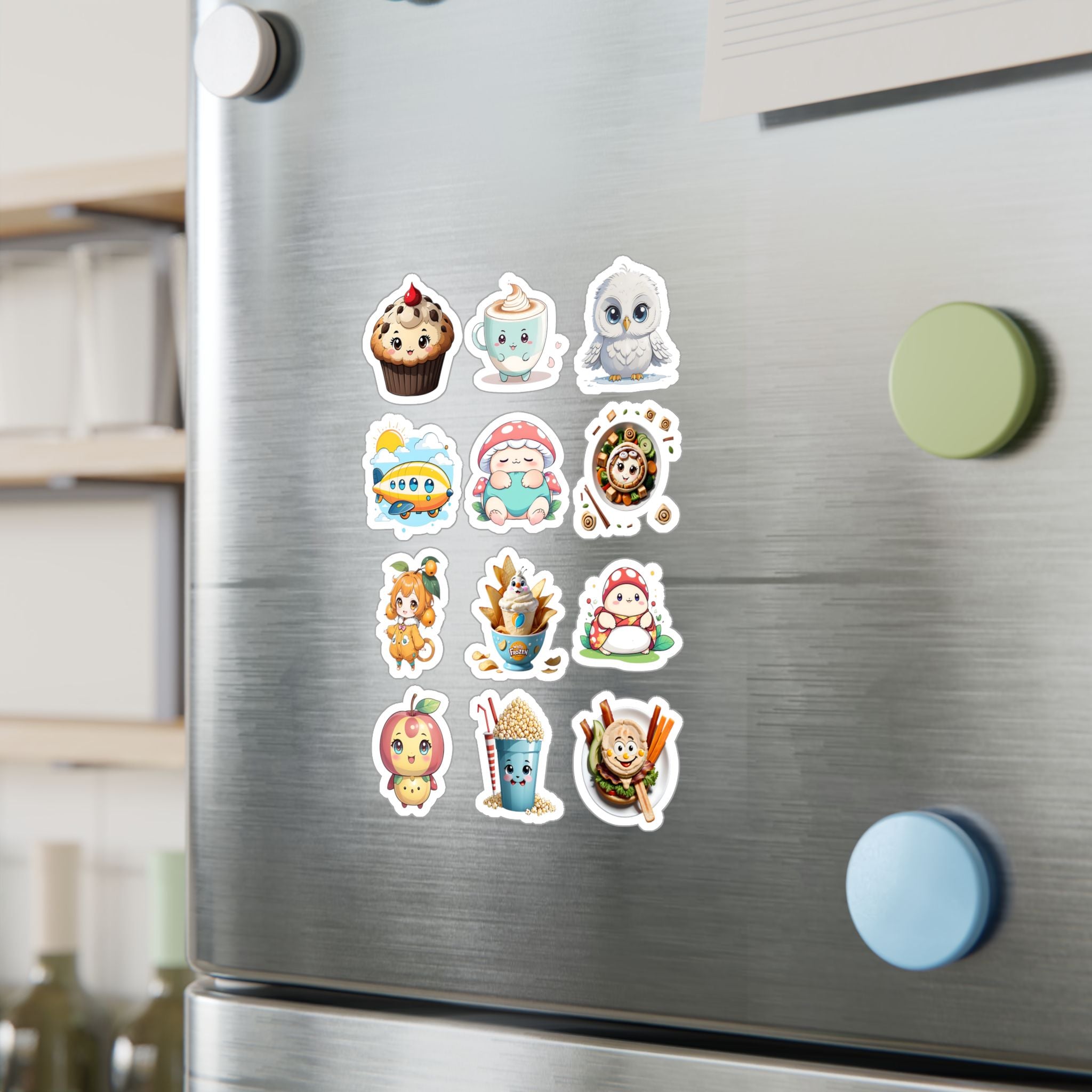 Kawaii Stickers Sheet 11 — 12 Kiss-Cut Vinyl Decals