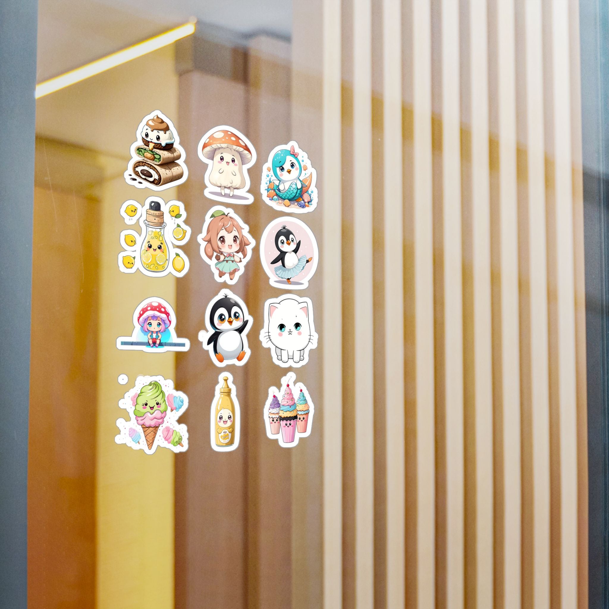 Kawaii Stickers Sheet 109 — 12 Kiss-Cut Vinyl Decals