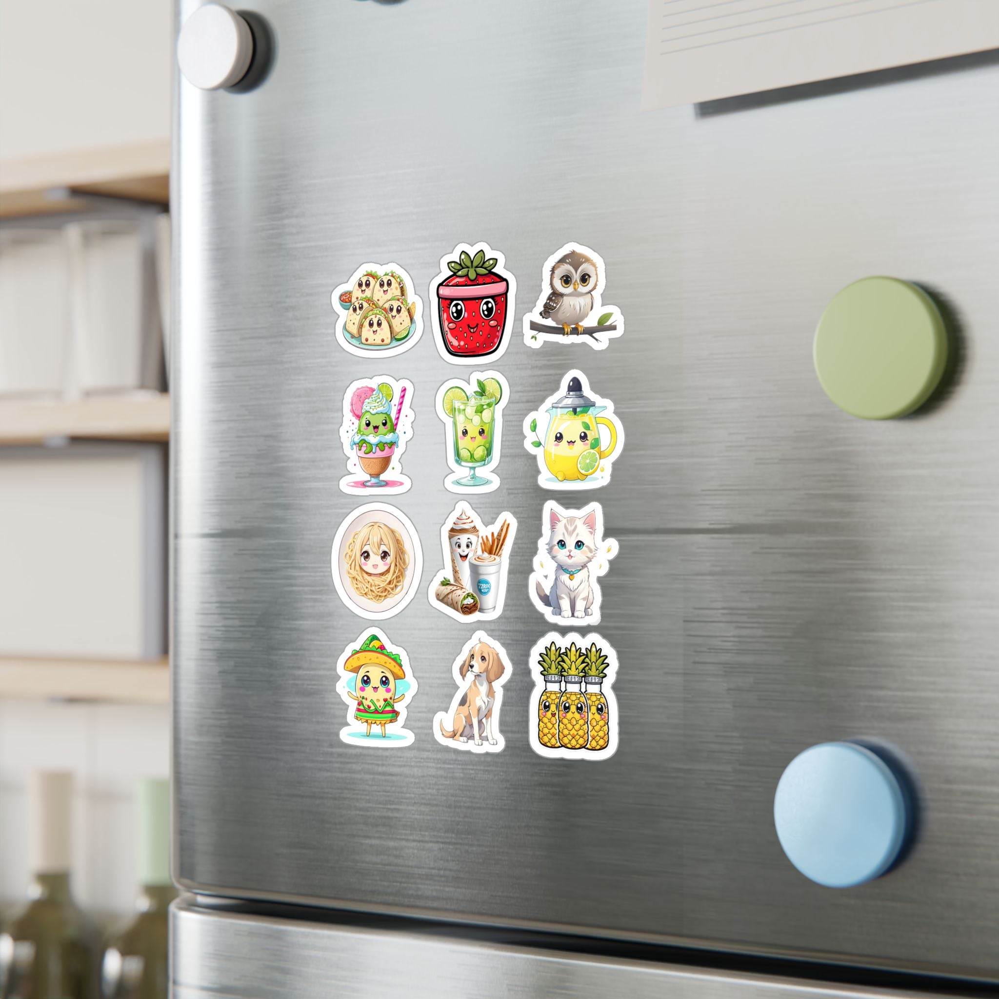 Kawaii Stickers Sheet 264 — 12 Kiss-Cut Vinyl Decals