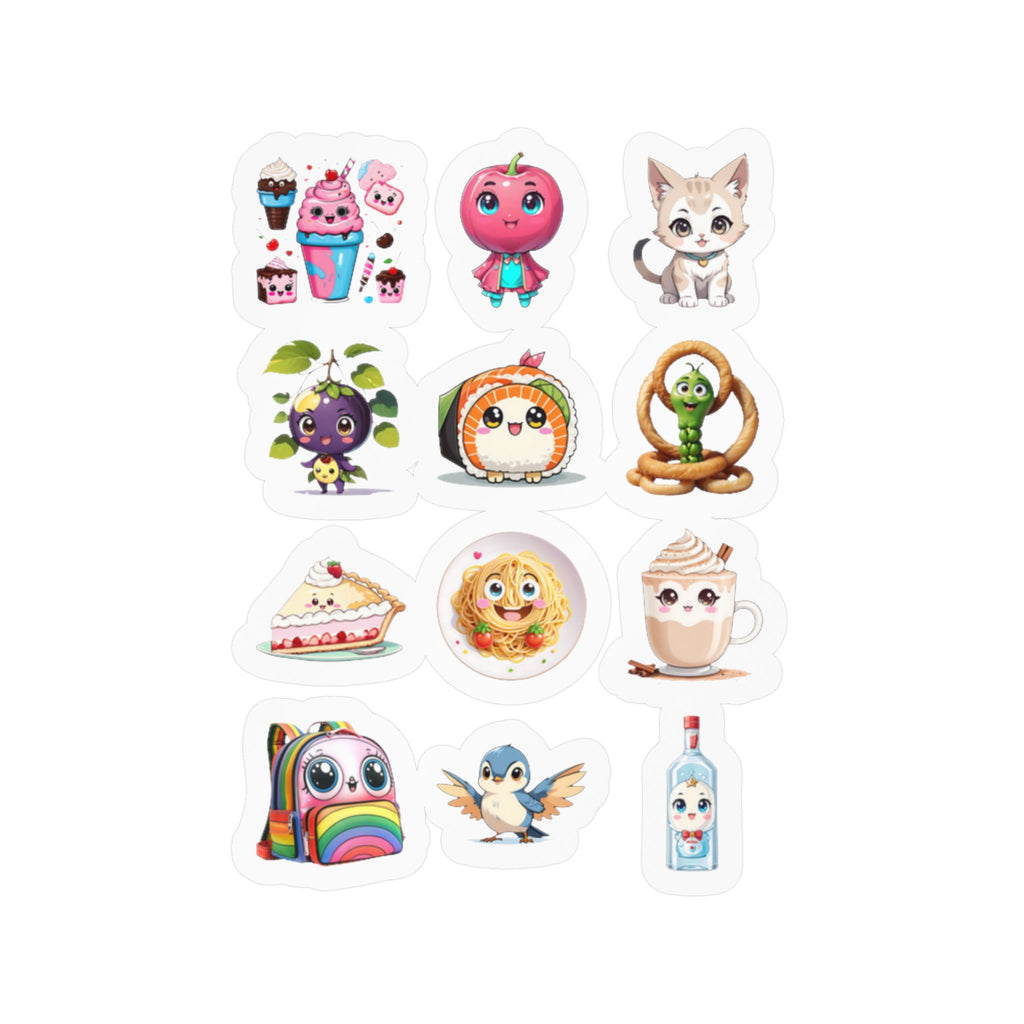 Kawaii Stickers Sheet 75 — 12 Kiss-Cut Vinyl Decals