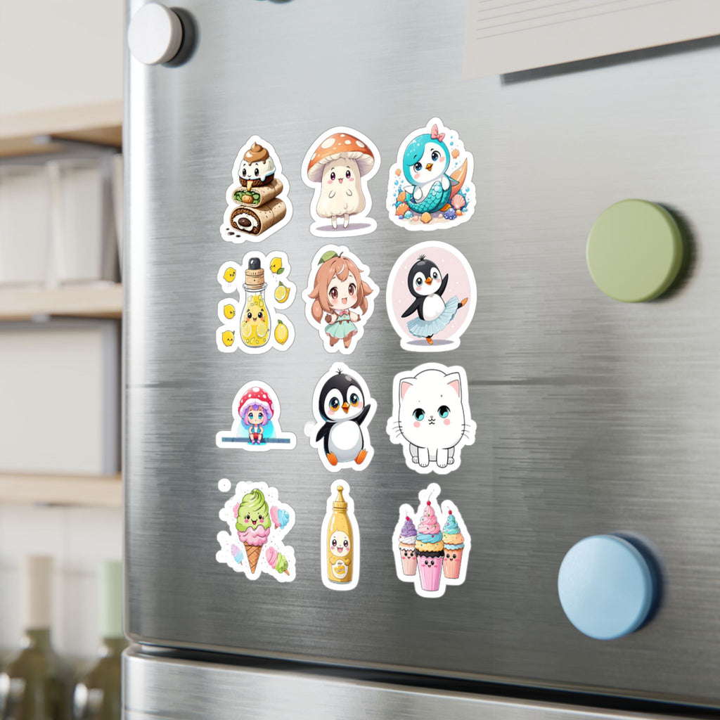Kawaii Stickers Sheet 109 — 12 Kiss-Cut Vinyl Decals