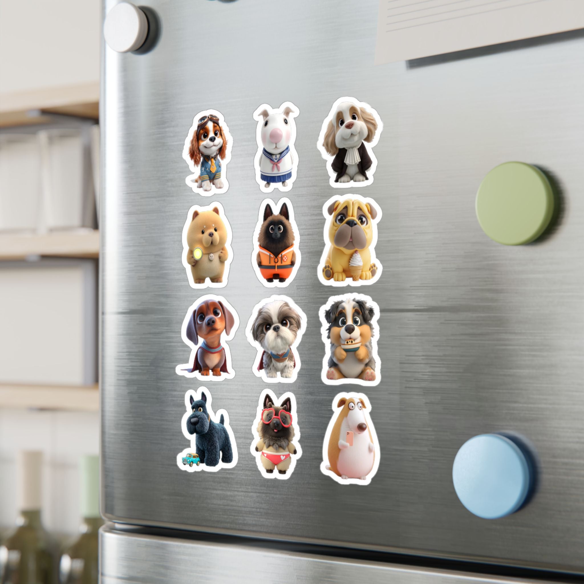 Kawaii Dogs Sheet 11 — 12 Kiss-Cut Vinyl Decals