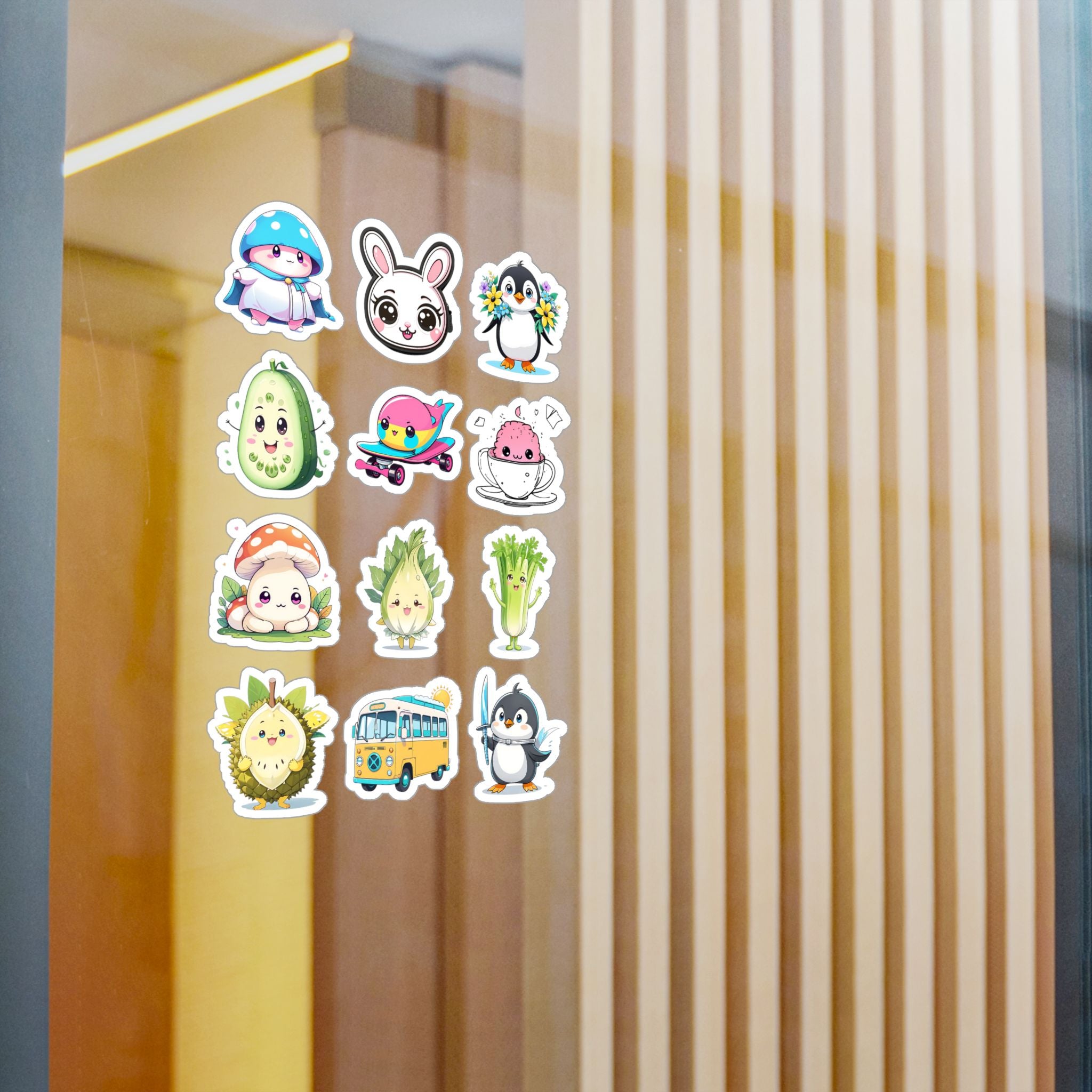 Kawaii Stickers Sheet 47 — 12 Kiss-Cut Vinyl Decals