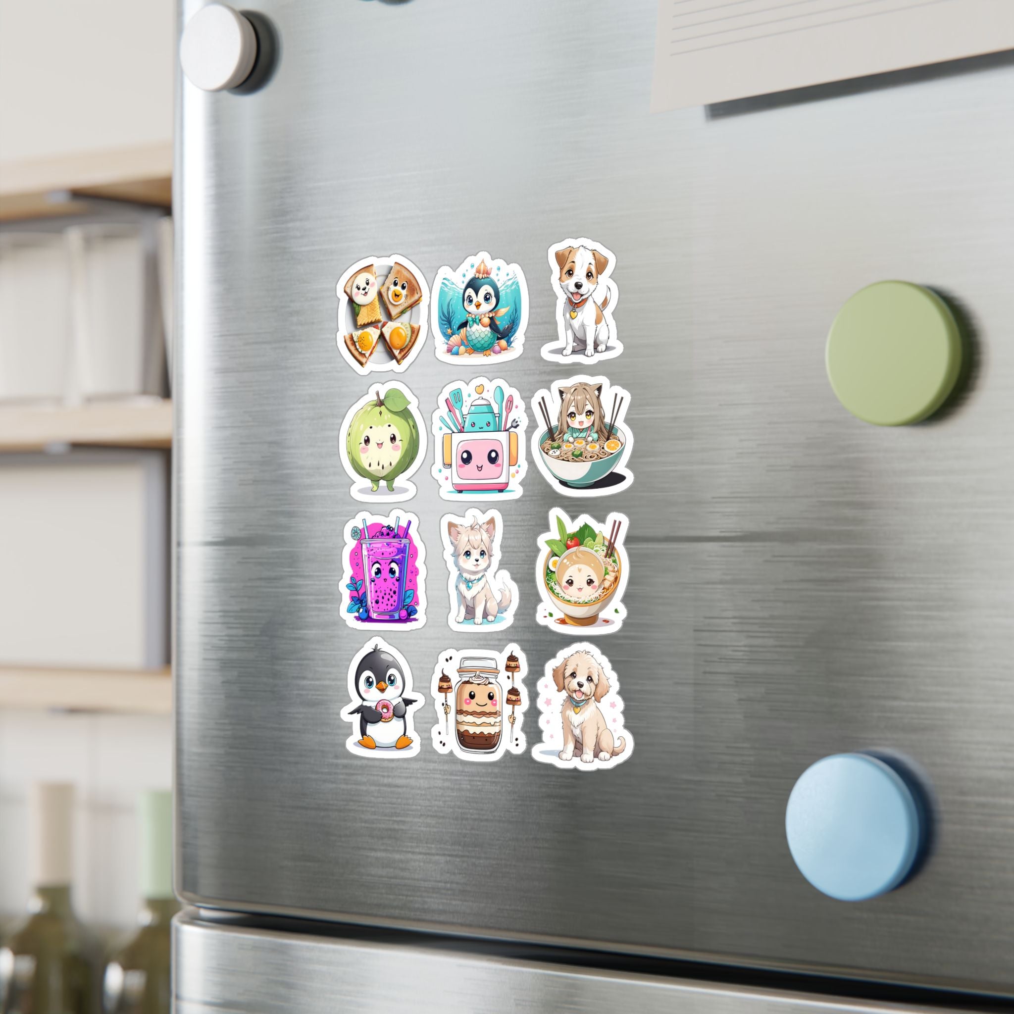 Kawaii Stickers Sheet 118 — 12 Kiss-Cut Vinyl Decals