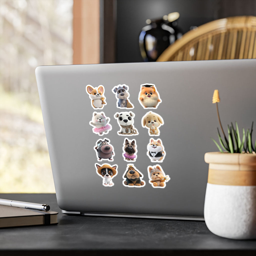Kawaii Dogs Sheet 06 — 12 Kiss-Cut Vinyl Decals