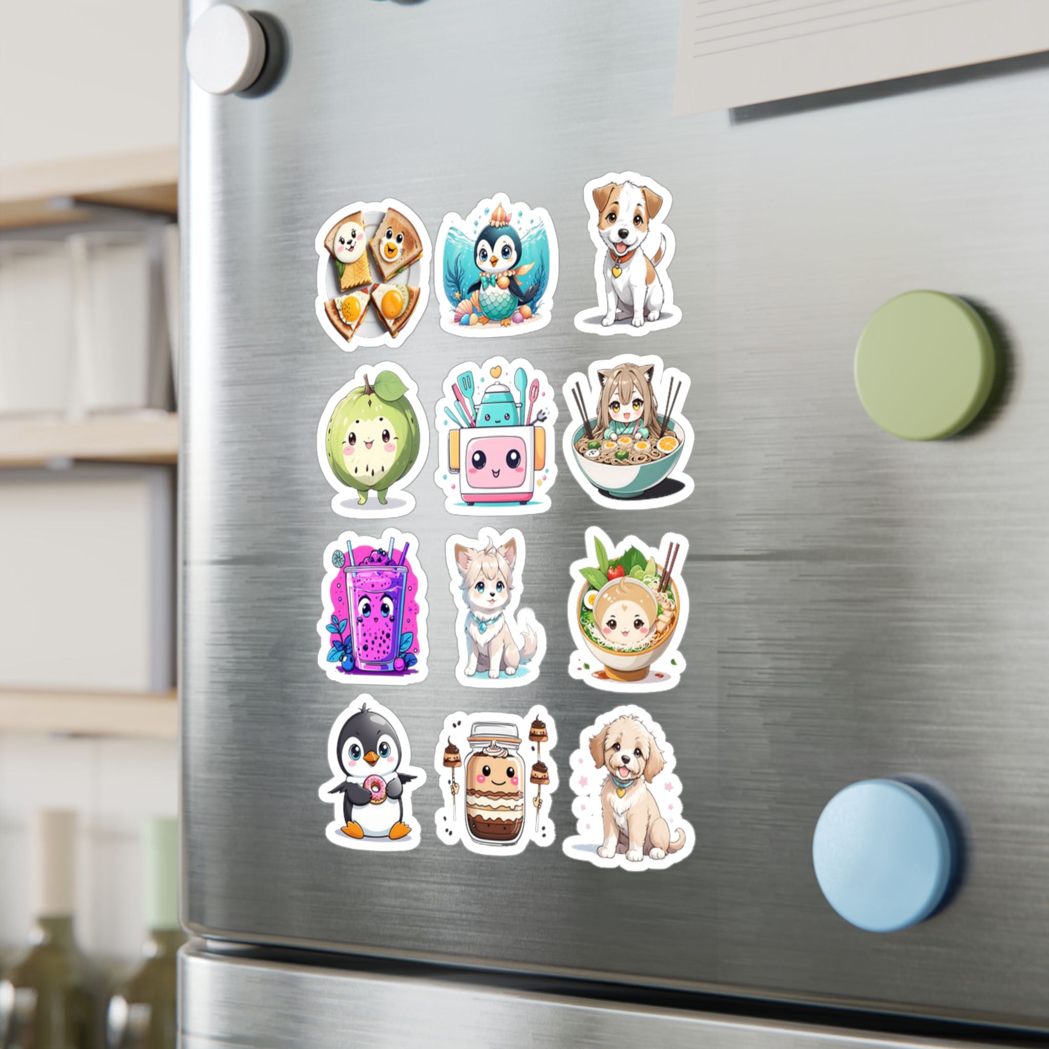 Kawaii Stickers Sheet 118 — 12 Kiss-Cut Vinyl Decals