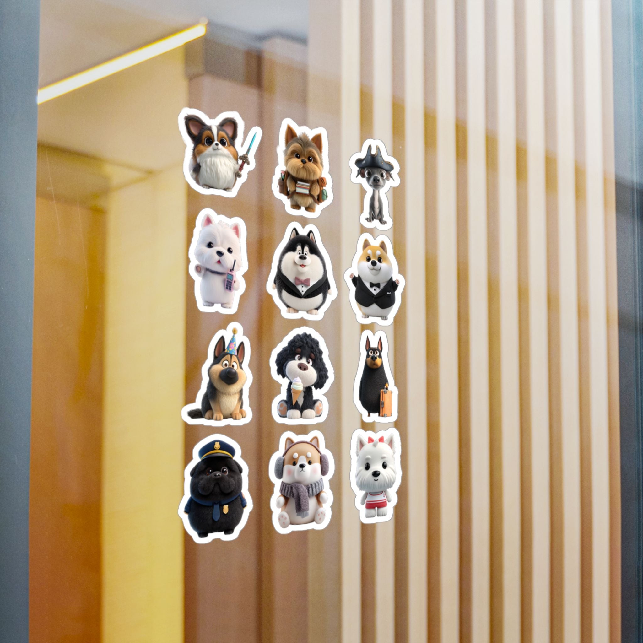 Kawaii Dogs Sheet 07 — 12 Kiss-Cut Vinyl Decals