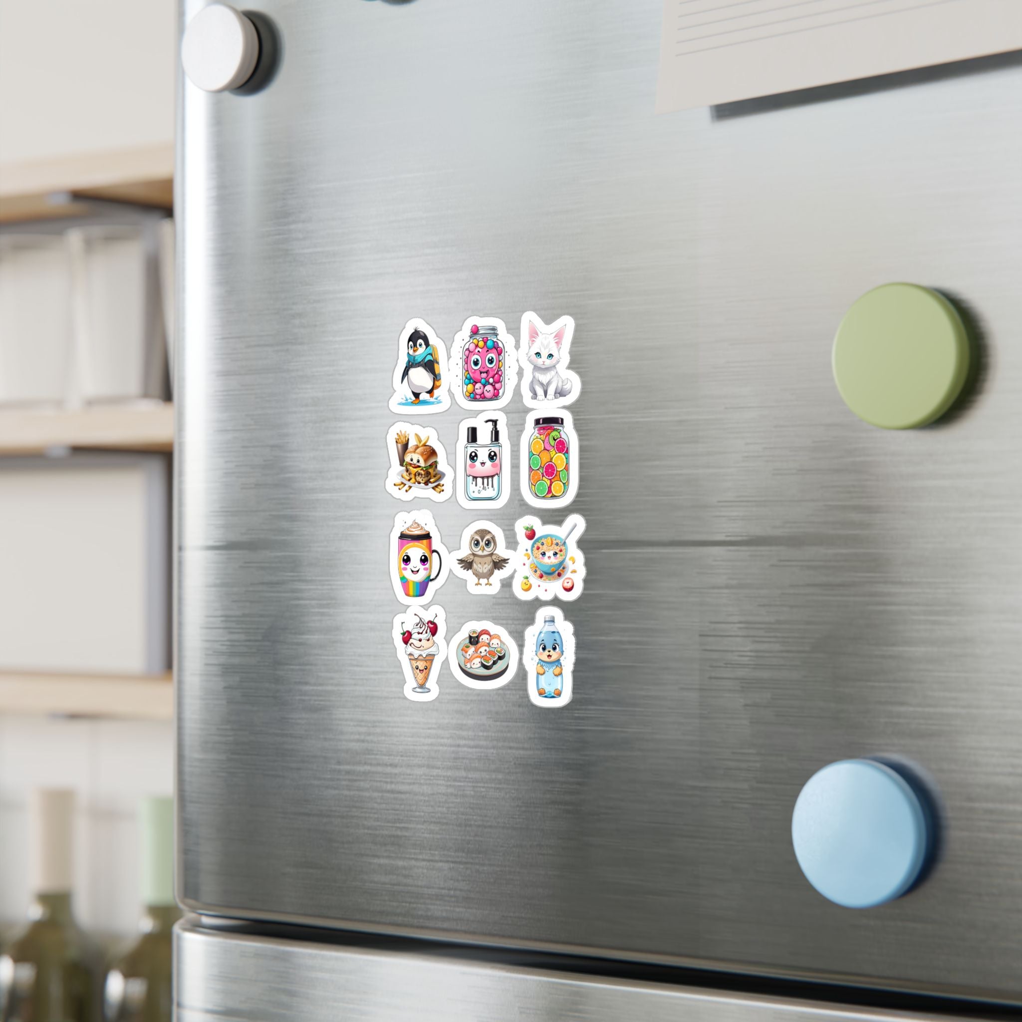 Kawaii Stickers Sheet 35 — 12 Kiss-Cut Vinyl Decals