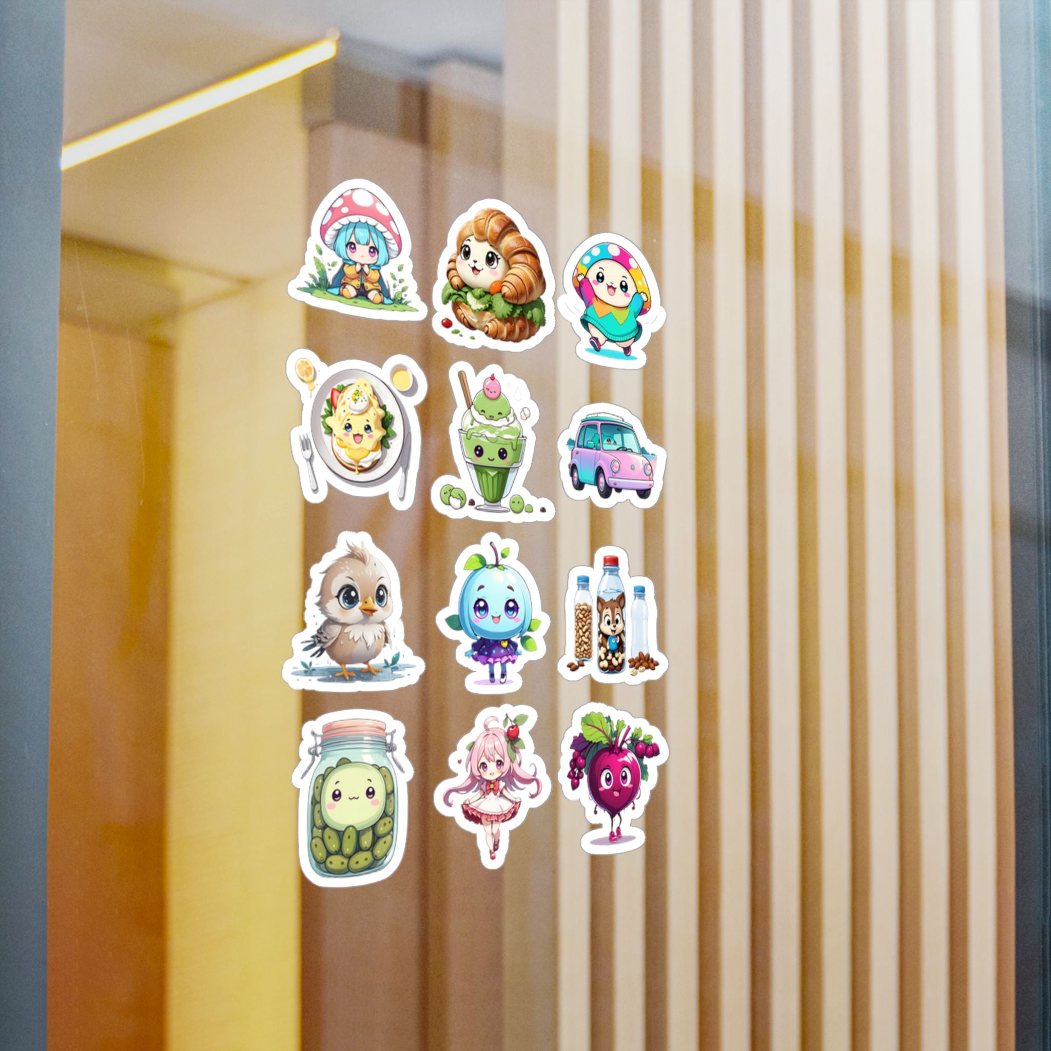 Kawaii Stickers Sheet 03 — 12 Kiss-Cut Vinyl Decals