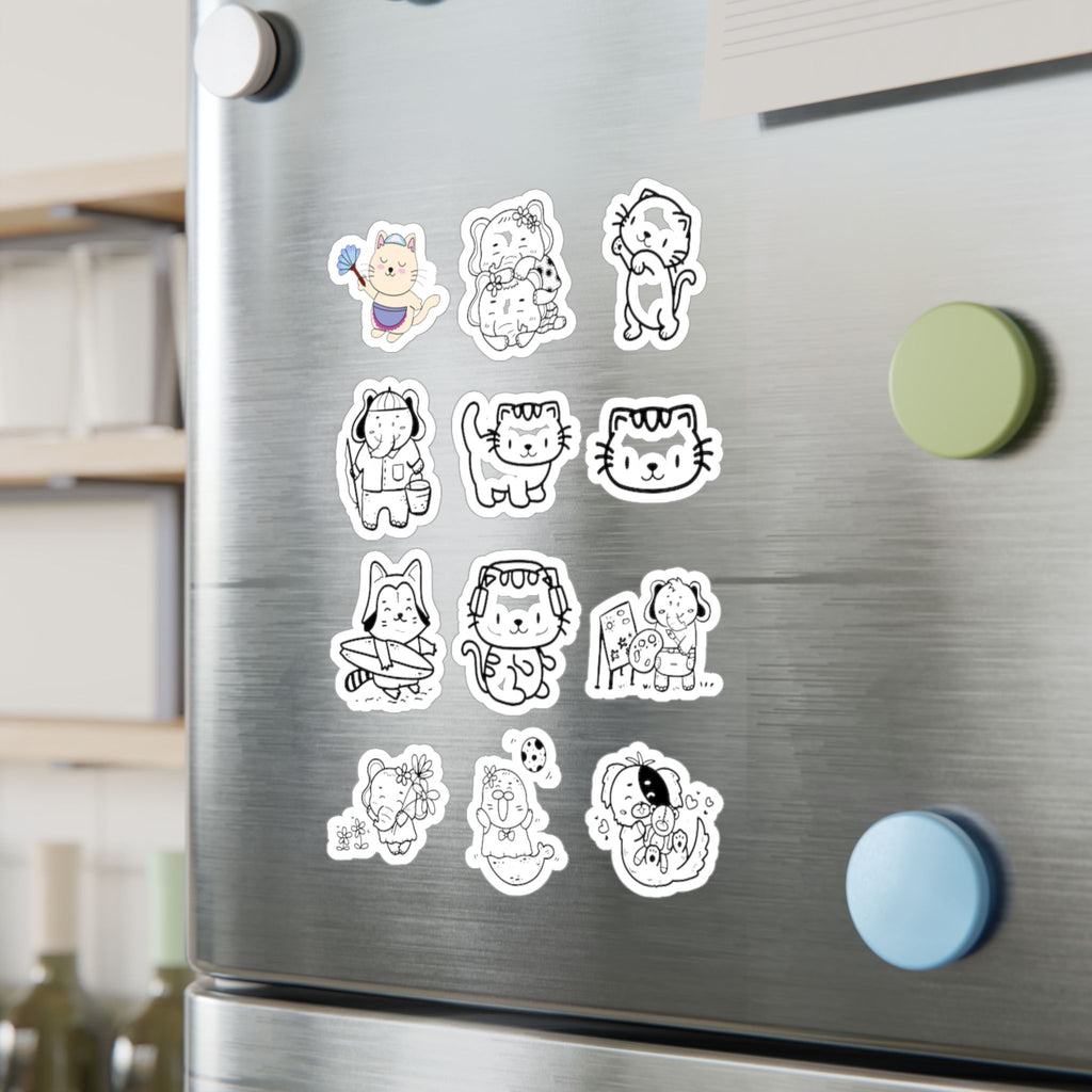 Kawaii Classics Sheet 01 — 12 Kiss-Cut Vinyl Decals