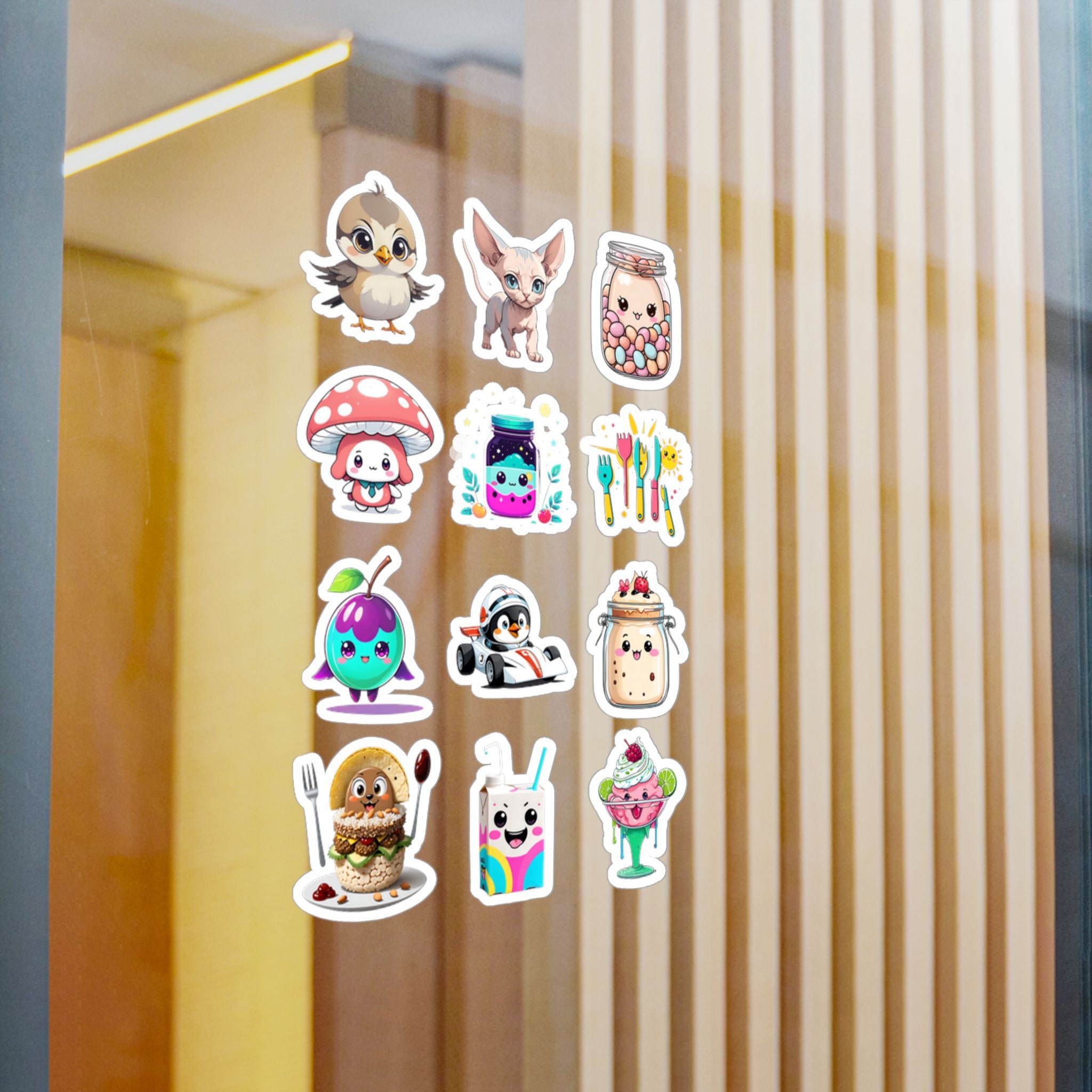 Kawaii Stickers Sheet 260 — 12 Kiss-Cut Vinyl Decals
