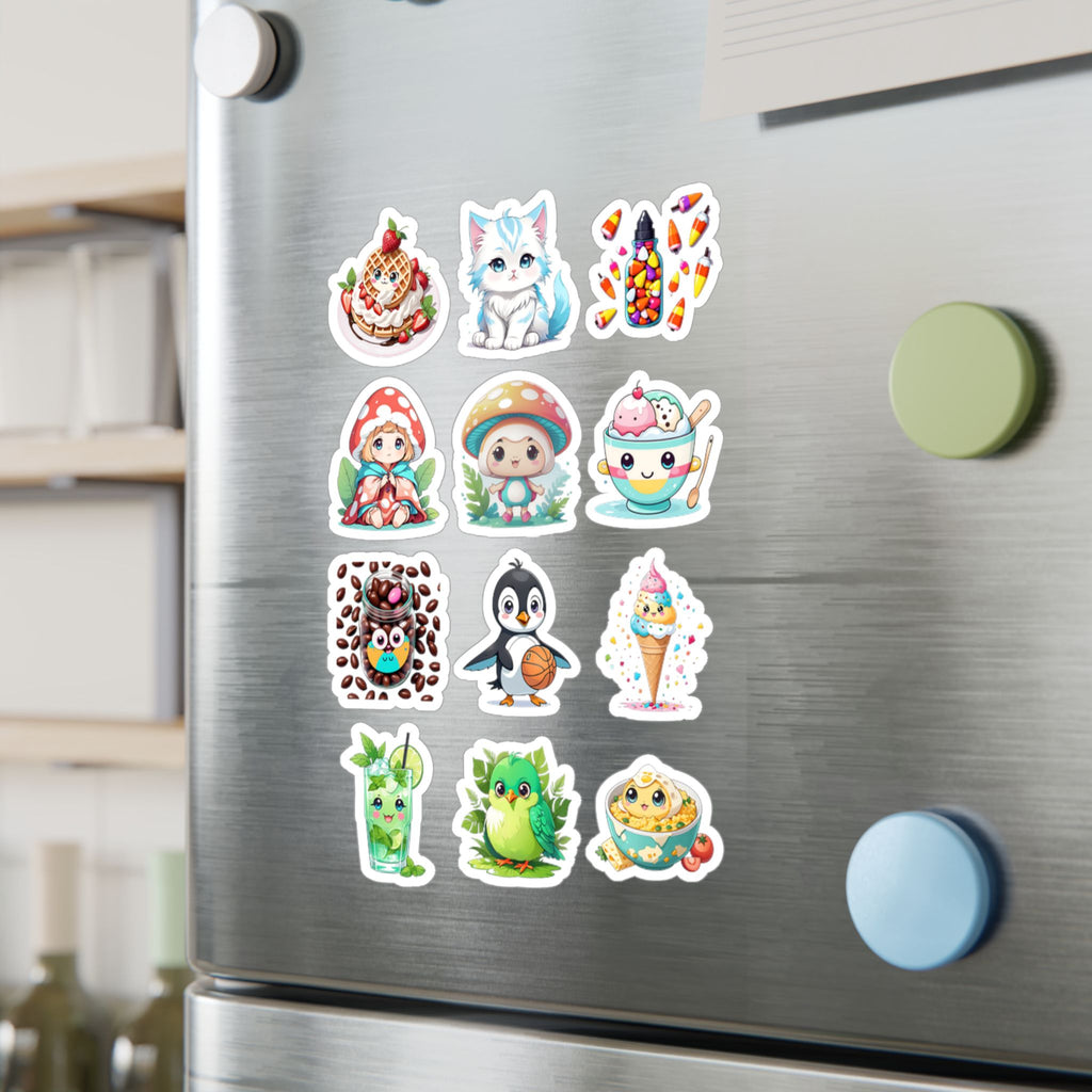 Kawaii Stickers Sheet 133 — 12 Kiss-Cut Vinyl Decals