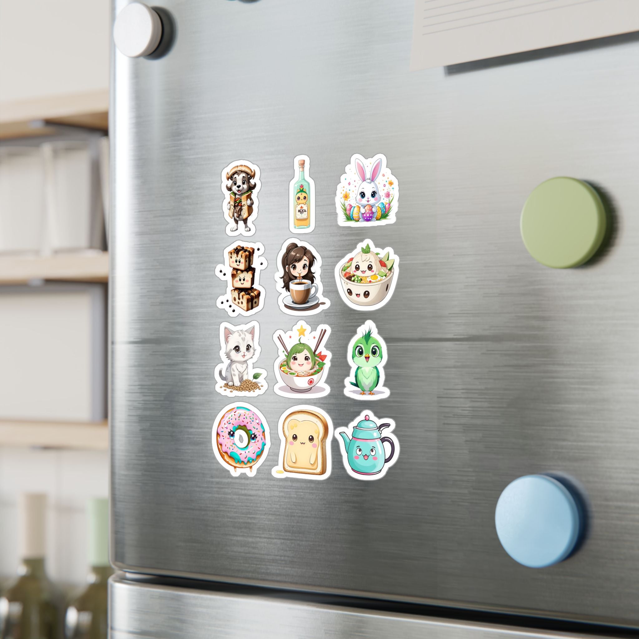 Kawaii Stickers Sheet 141 — 12 Kiss-Cut Vinyl Decals