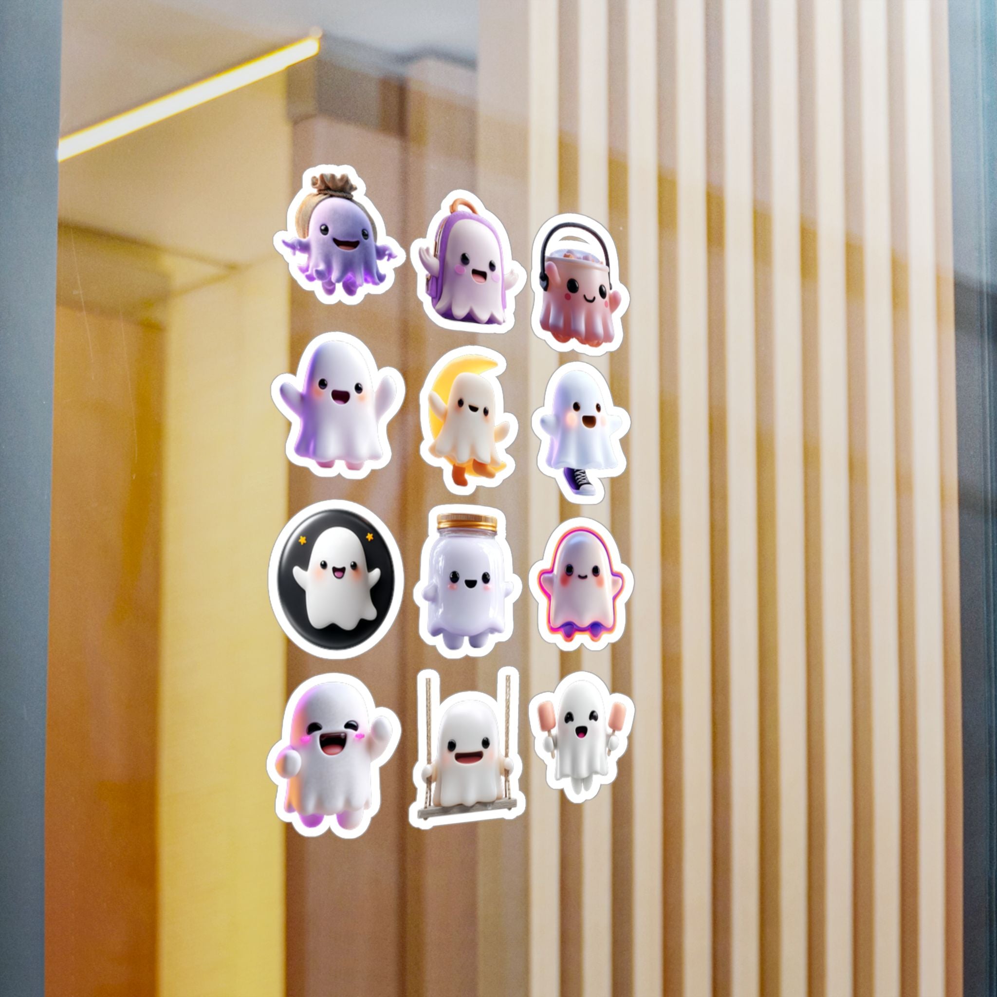 Kawaii Ghosts Sheet 05 — 12 Kiss-Cut Vinyl Decals