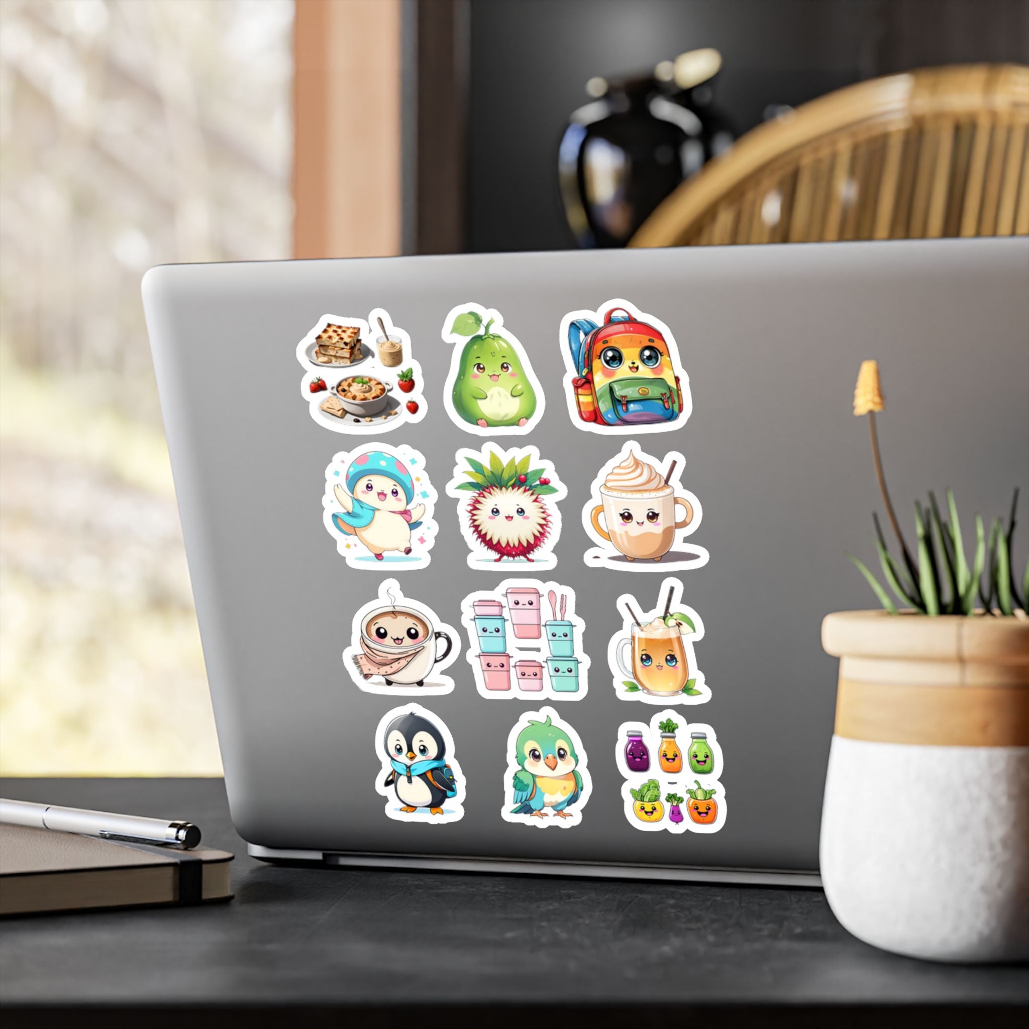 Kawaii Stickers Sheet 128 — 12 Kiss-Cut Vinyl Decals