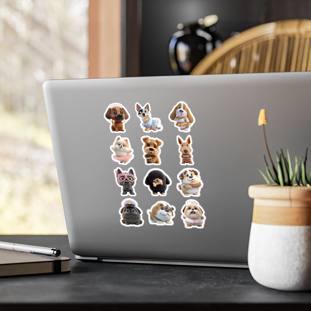 Kawaii Dogs Sheet 02 — 12 Kiss-Cut Vinyl Decals