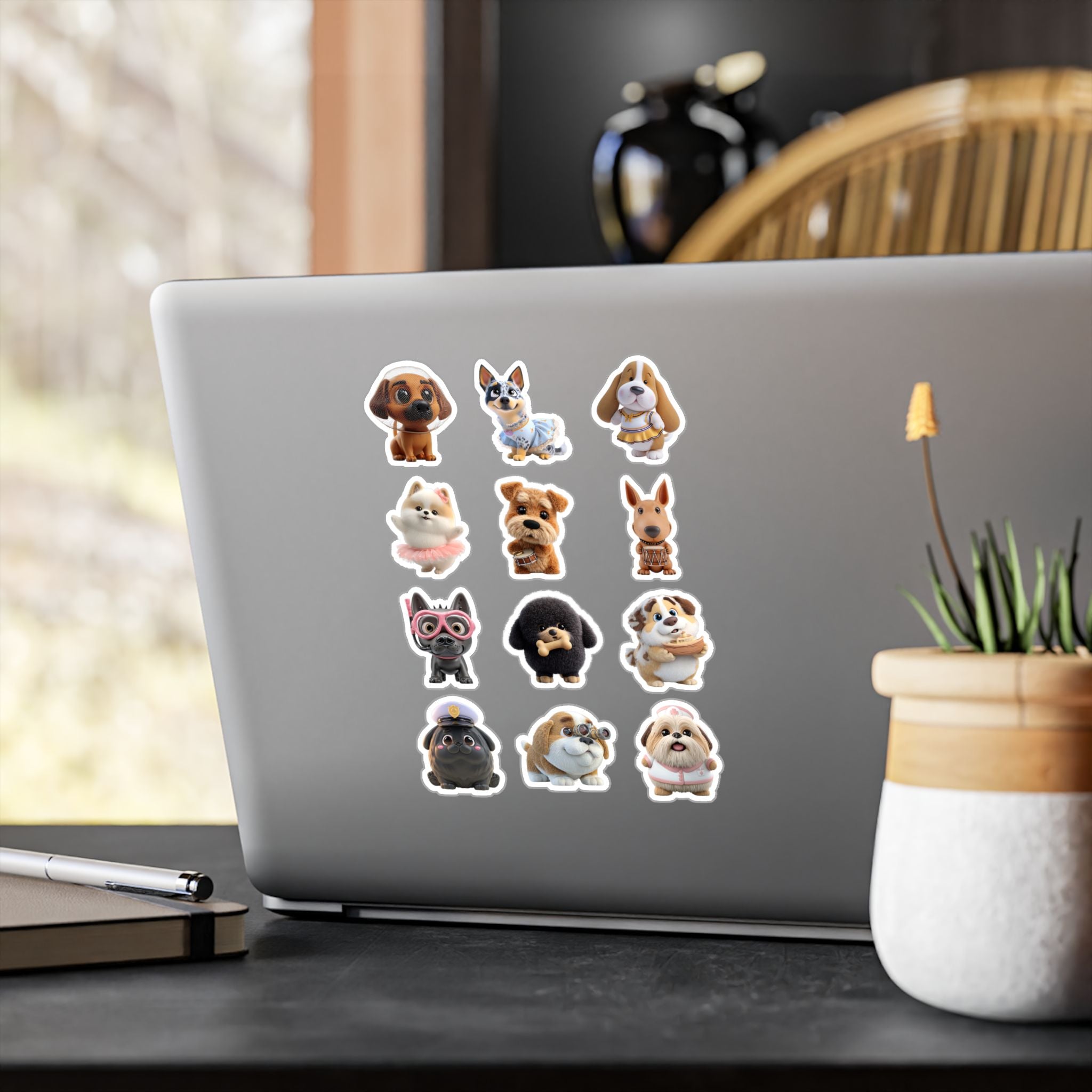 Kawaii Dogs Sheet 02 — 12 Kiss-Cut Vinyl Decals