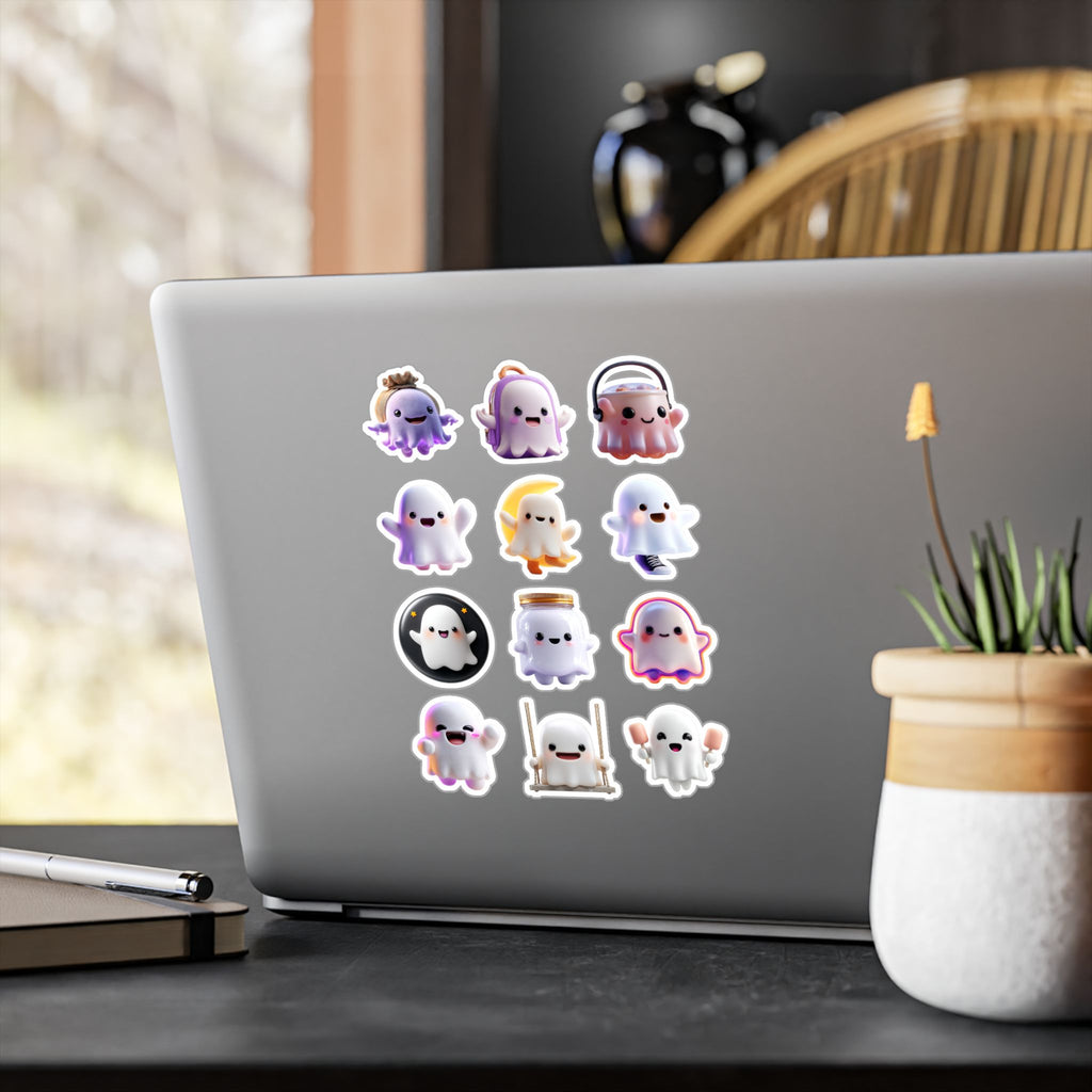 Kawaii Ghosts Sheet 05 — 12 Kiss-Cut Vinyl Decals