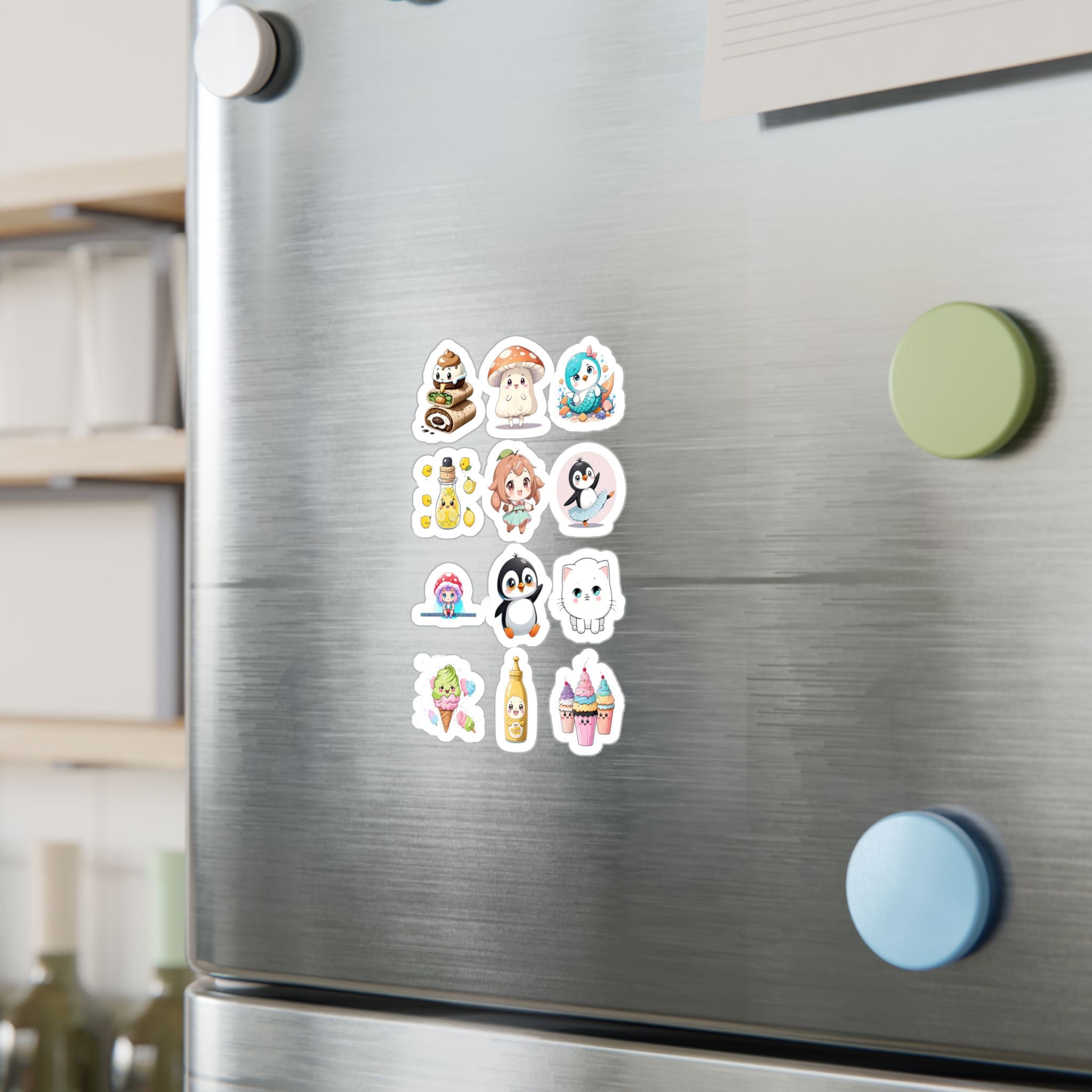 Kawaii Stickers Sheet 109 — 12 Kiss-Cut Vinyl Decals