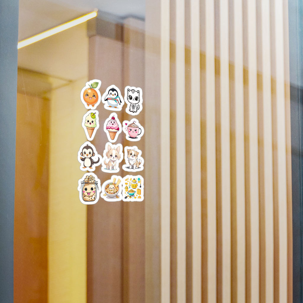 Kawaii Stickers Sheet 32 — 12 Kiss-Cut Vinyl Decals