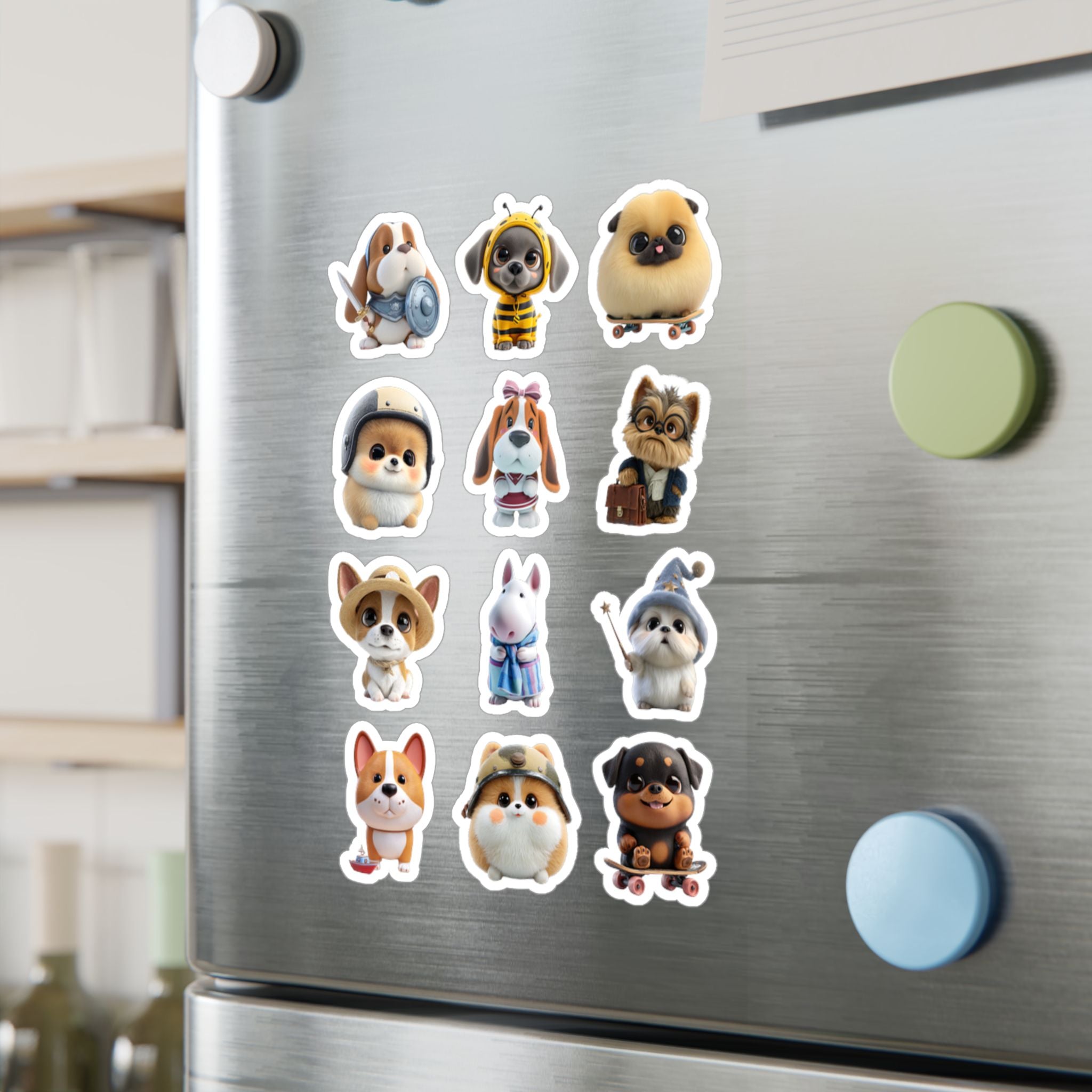 Kawaii Dogs Sheet 03 — 12 Kiss-Cut Vinyl Decals