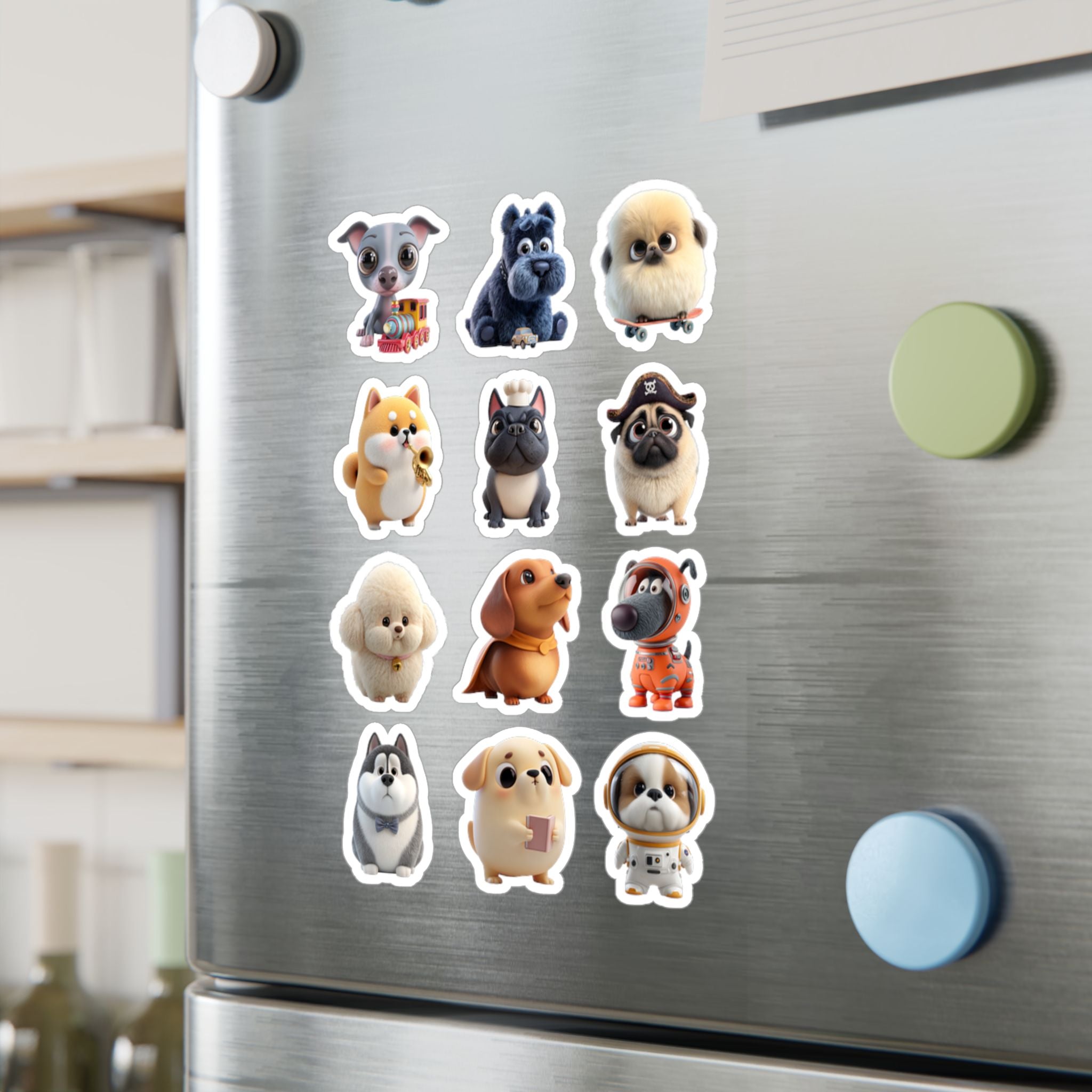 Kawaii Dogs Sheet 13 — 12 Kiss-Cut Vinyl Decals